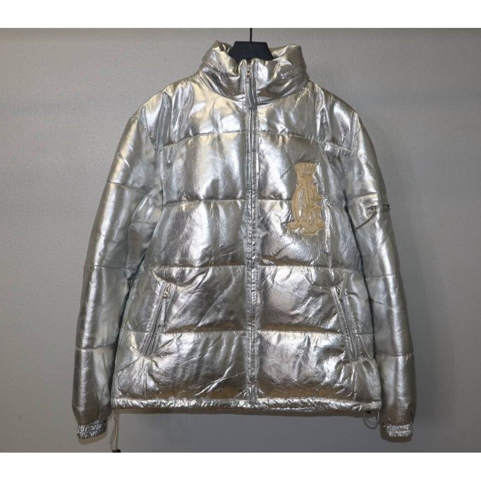 Christian Audigier Y2K Metallic Leather Puffer Jacket Gold Eagle Logo Sz M Size US M / EU 48-50 / 2 - 1 Thumbnail