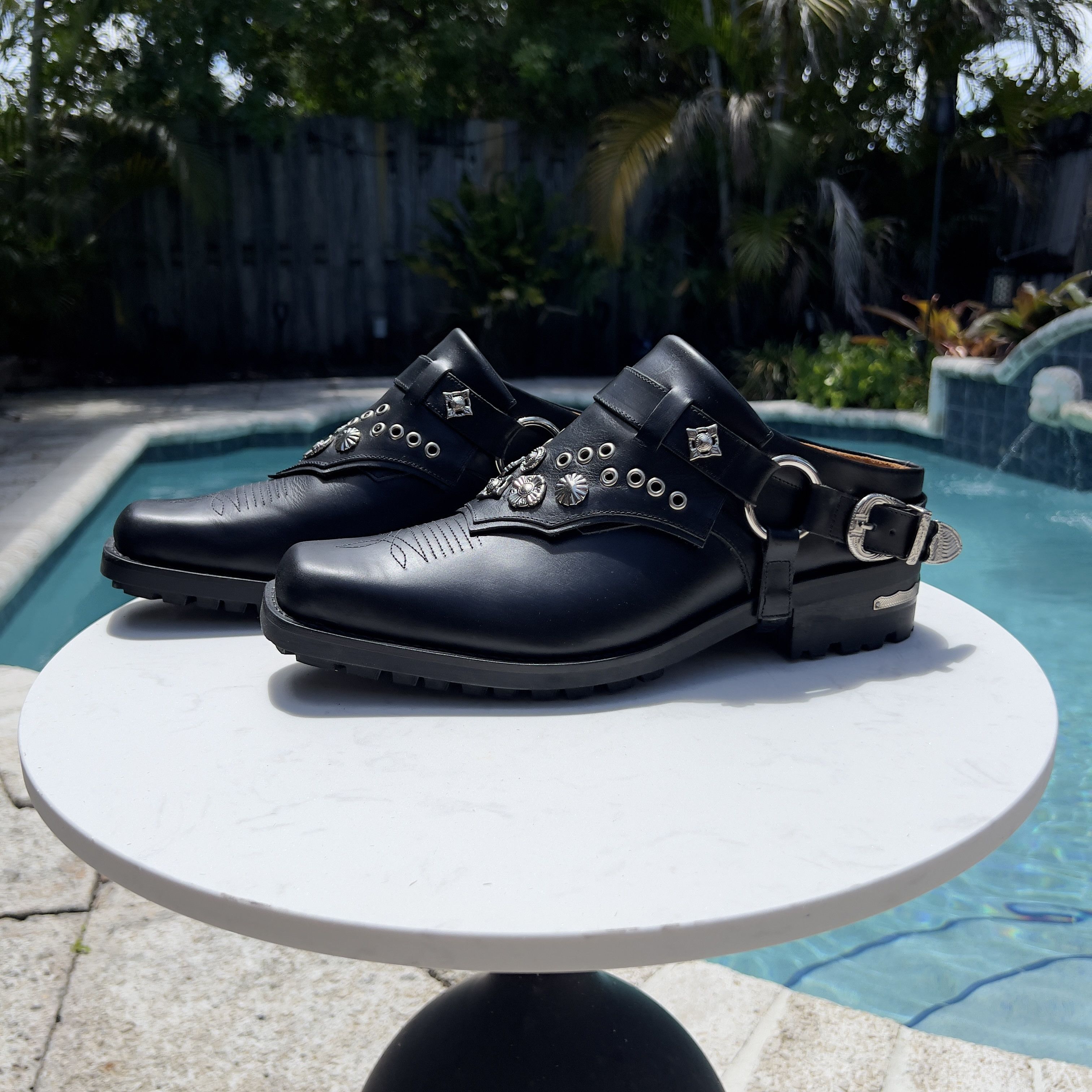 Toga Virilis Black Leather Mule Slip-On Loafers (New)