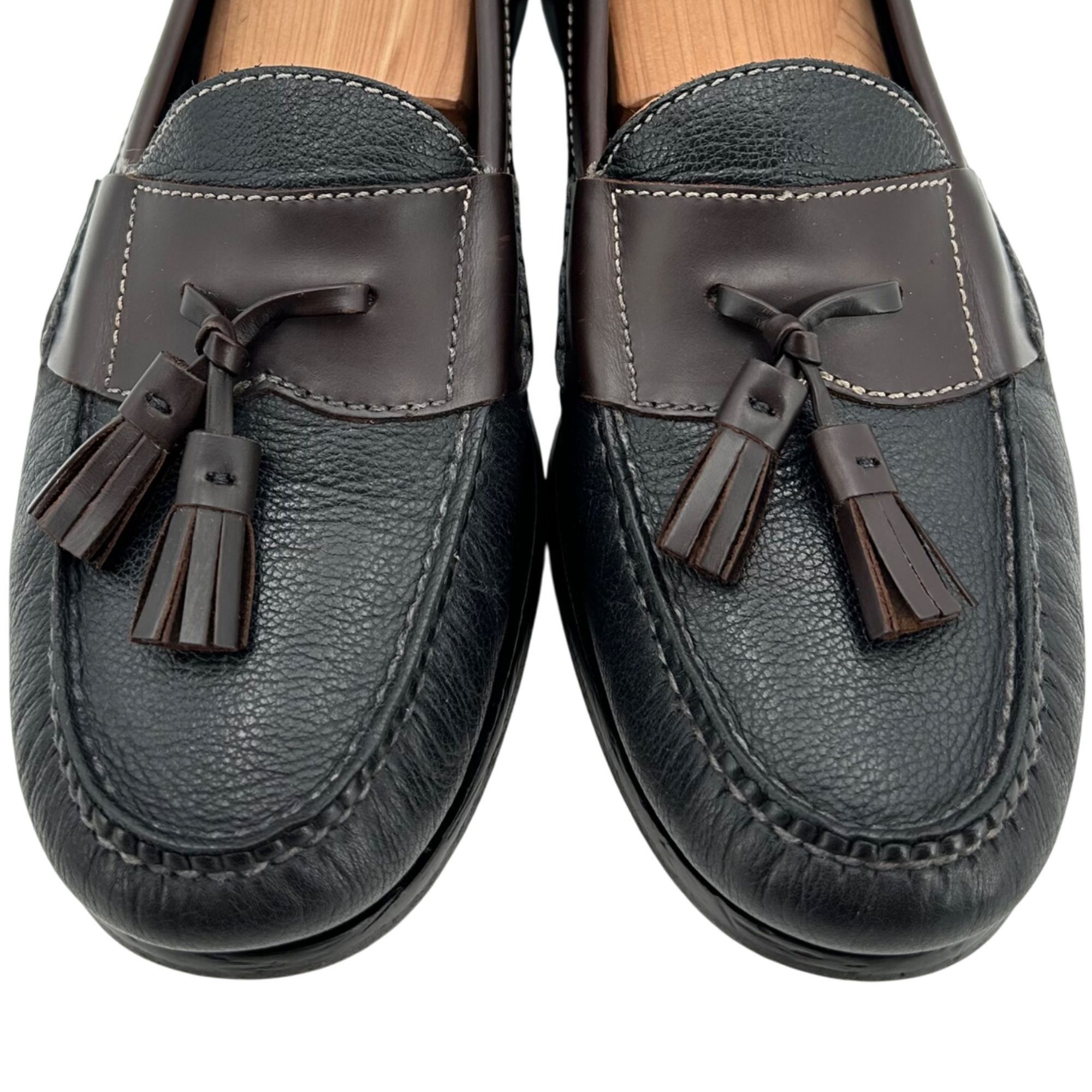 Cole Haan Cole Haan Men's 10D Black Brown Pebble Leather Pinch Tassel Size US 10 / EU 43 - 11 Thumbnail
