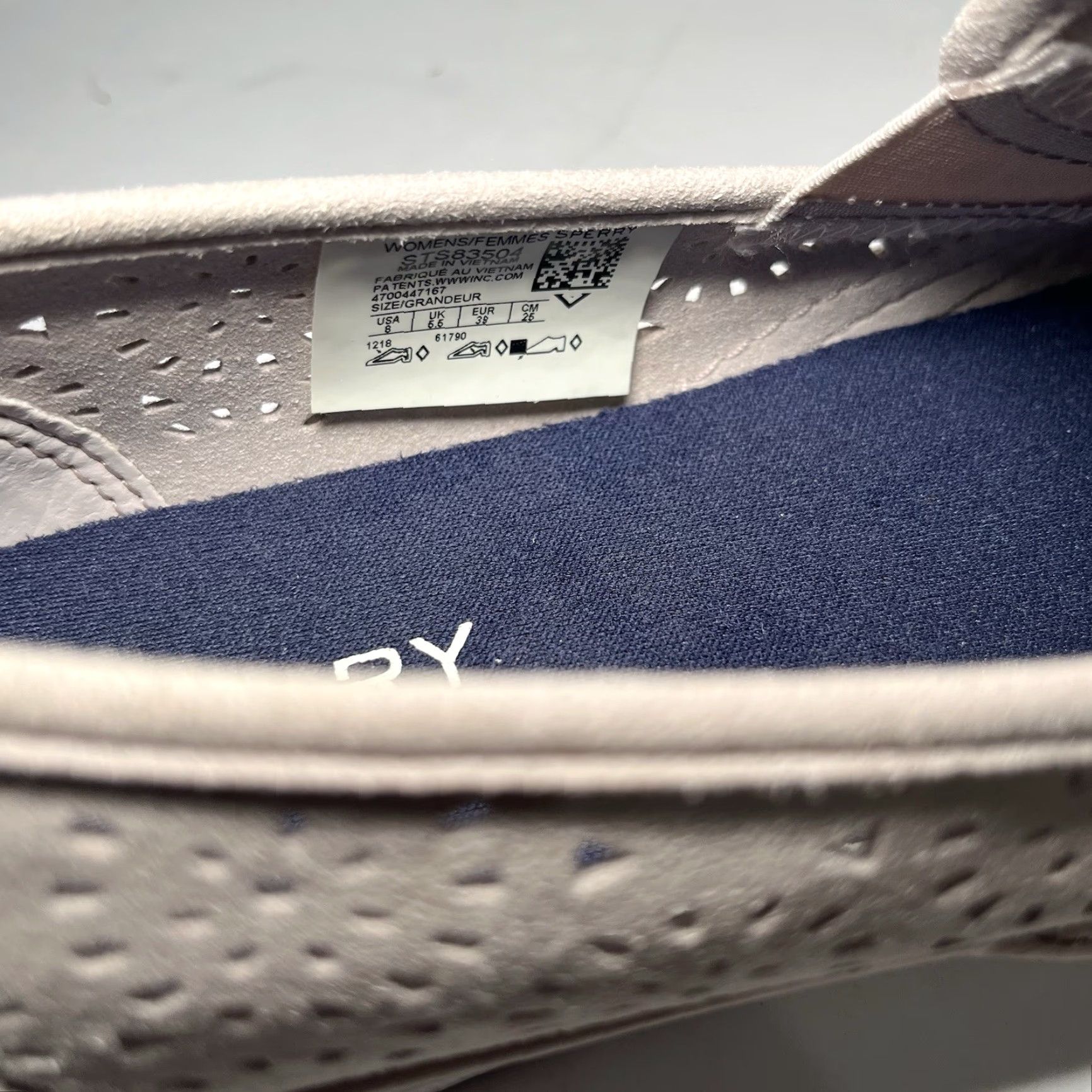 Sperry Sperry Seaside Perforated Leather Slip-On Sneakers Lilac sz 8 Women Fashion Sneakers Slip-On Leather M Shoes Lilac Sperry STS83504 Womens Size US 6 / IT 36 - 6 Thumbnail