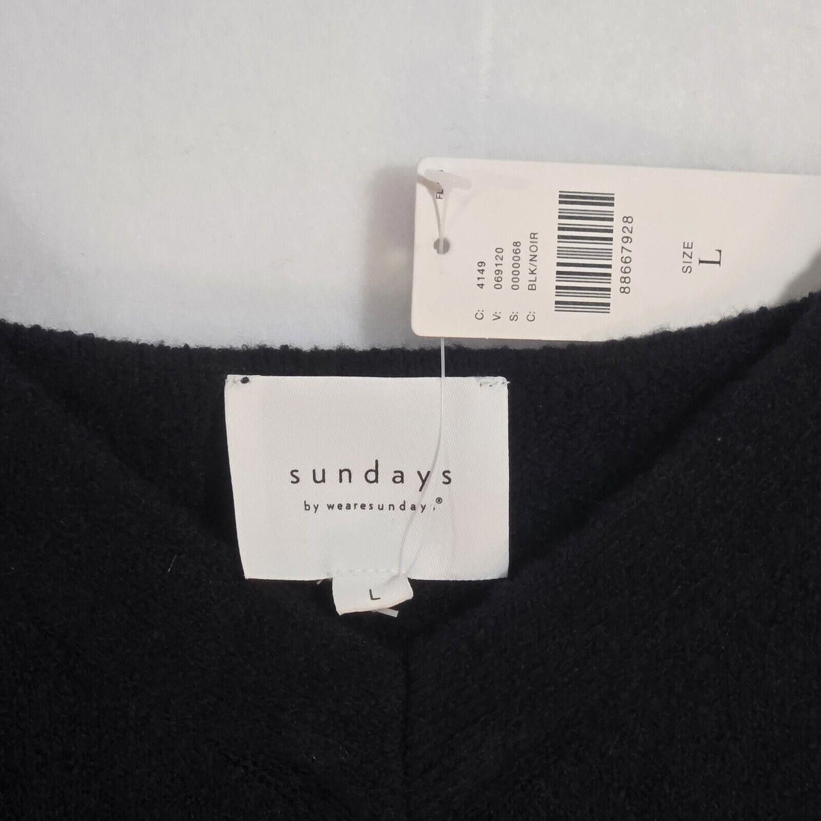 Designer Sundays Anthro Mini Knit Dress Ruffled Sleeve Black V Neck L Size L / US 10 / IT 46 - 2 Thumbnail