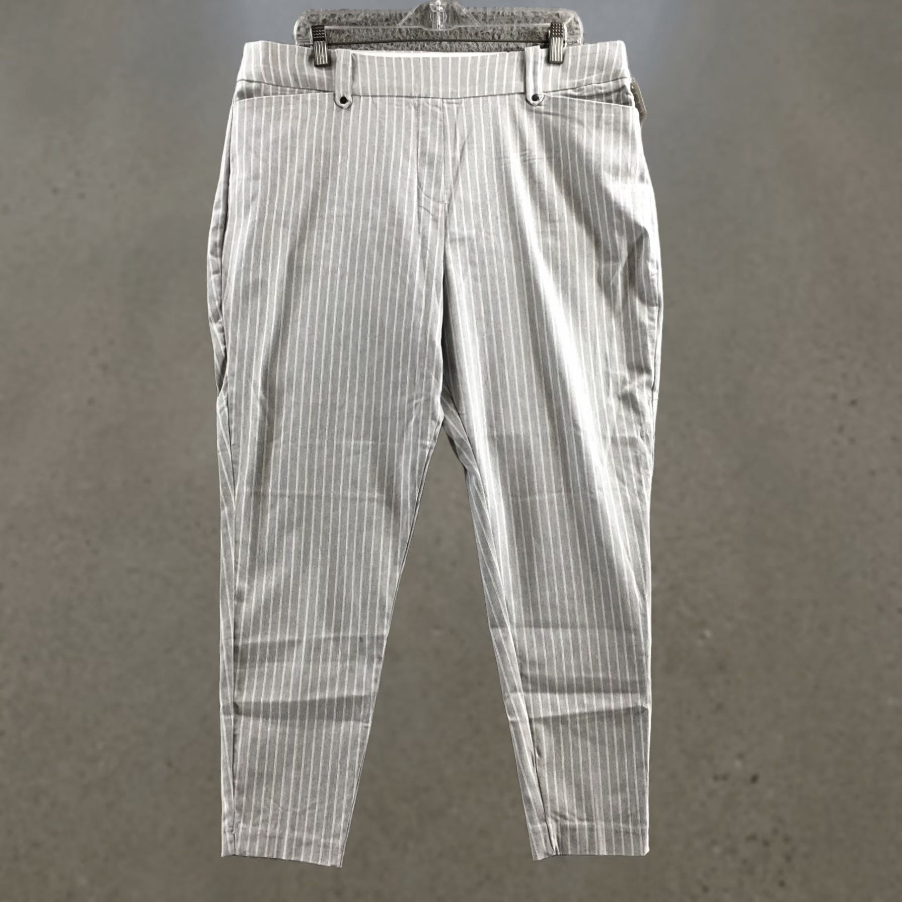 Vintage Maurices Pull On Skinny Ankle Pants Womens XXL Long Gray Striped Mid Rise NEW Size 40" / US 18 - 1 Thumbnail