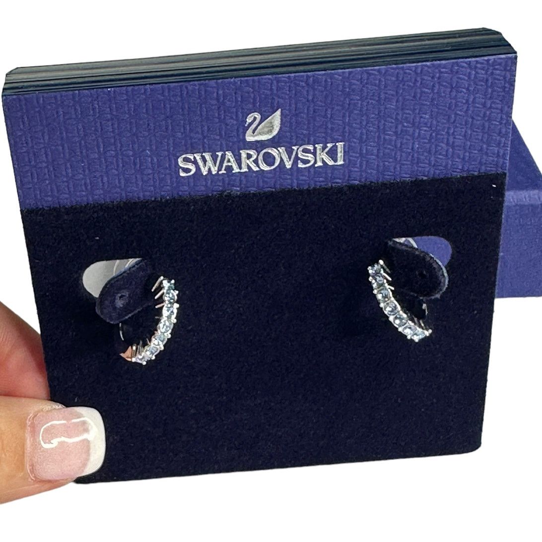 Swarovski Swarovski Mini Hoop hoop earrings Blue, Rhodium plated Size ONE SIZE - 4 Thumbnail