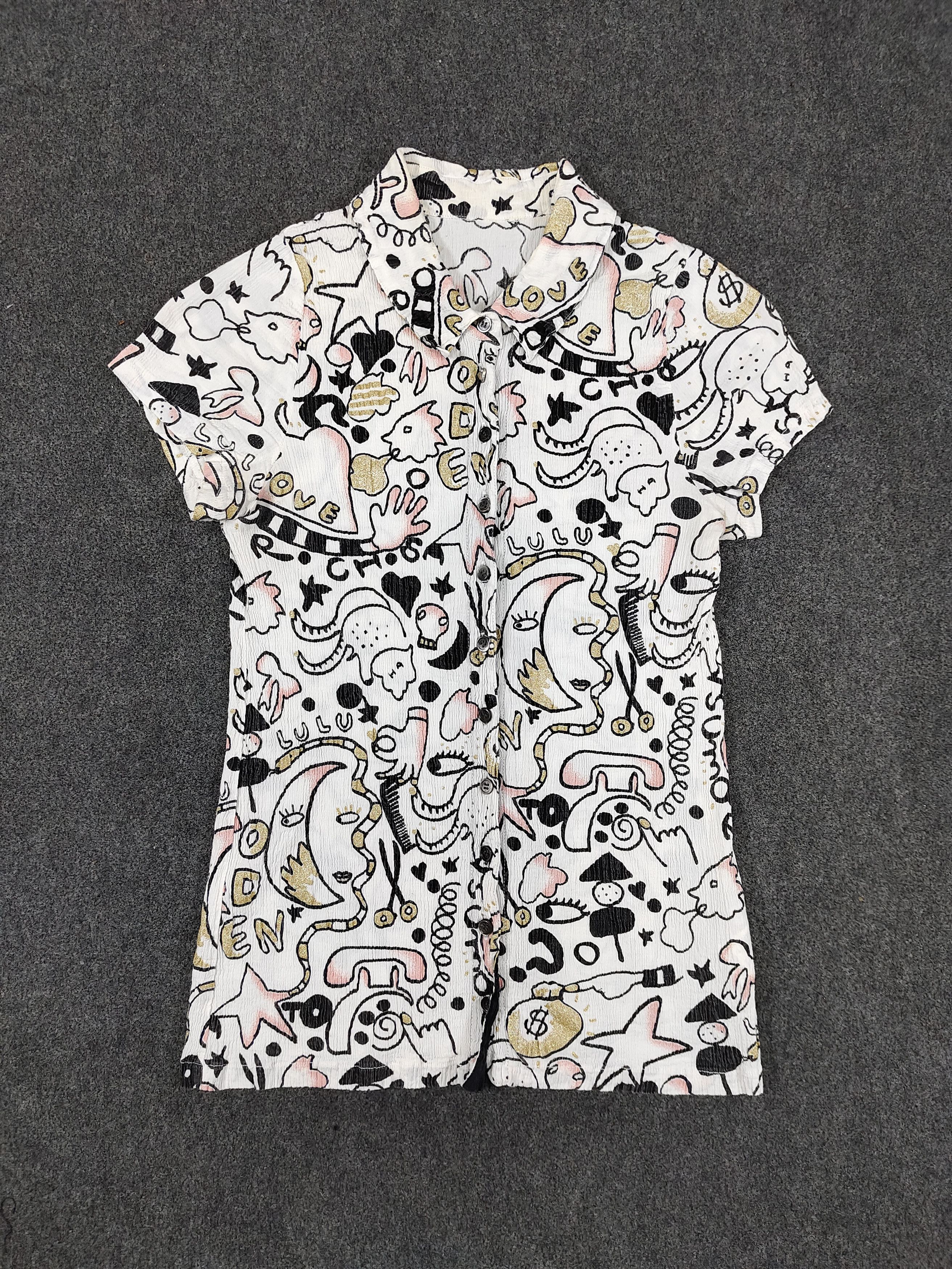 Tsumori Chisato Tsumori Chisato🇯🇵 Pleats Surreal AOP Short Sleeve Shirt Size M / US 6-8 / IT 42-44 - 5 Thumbnail