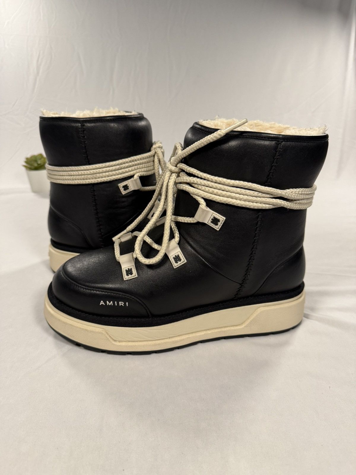 Amiri Amiri Malibu Hi Leather Boots Black Size 9 US Shearling Size US 9 / EU 42 - 1 Thumbnail