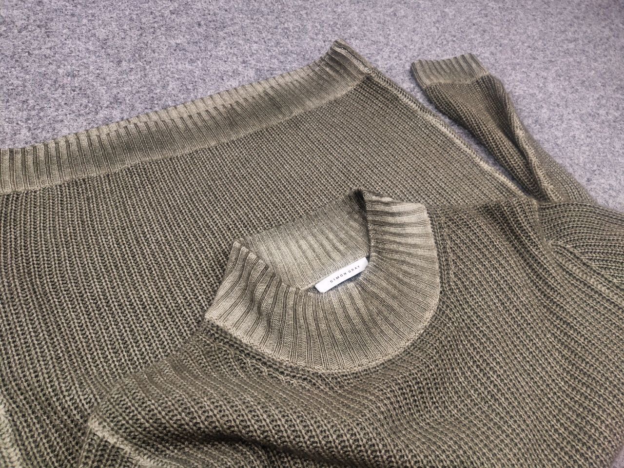 Vintage Simon Gray Cashmere wash Olive textured knit sweater Loro Size US S / EU 44-46 / 1 - 12 Thumbnail