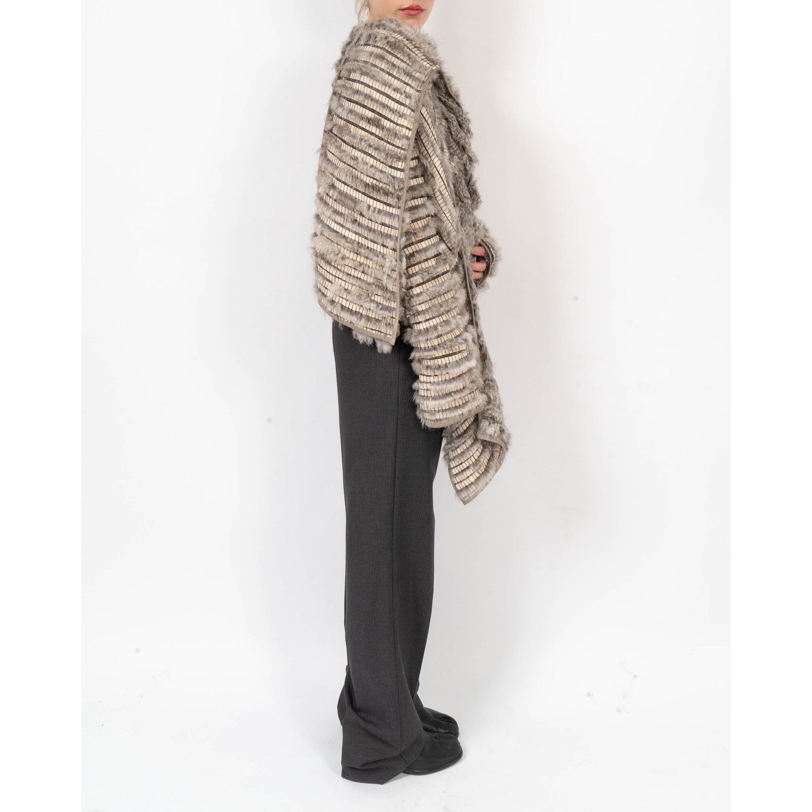 Haider Ackermann FW06 Scarf Collar Fur Jacket in Grey Mink Size S / US 4 / IT 40 - 9 Thumbnail