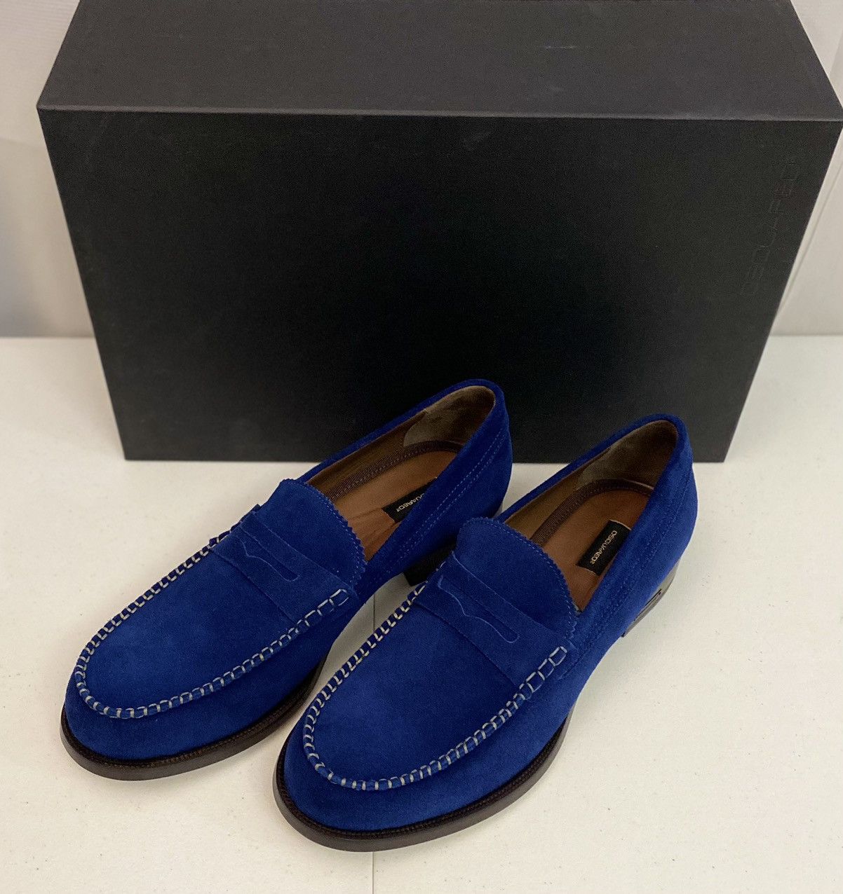 Dsquared2 Dsquared2 🇮🇹 Blue Velour Suede Uni Penny Loafer 8.5 NEW Size US 8.5 / EU 41-42 - 12 Thumbnail