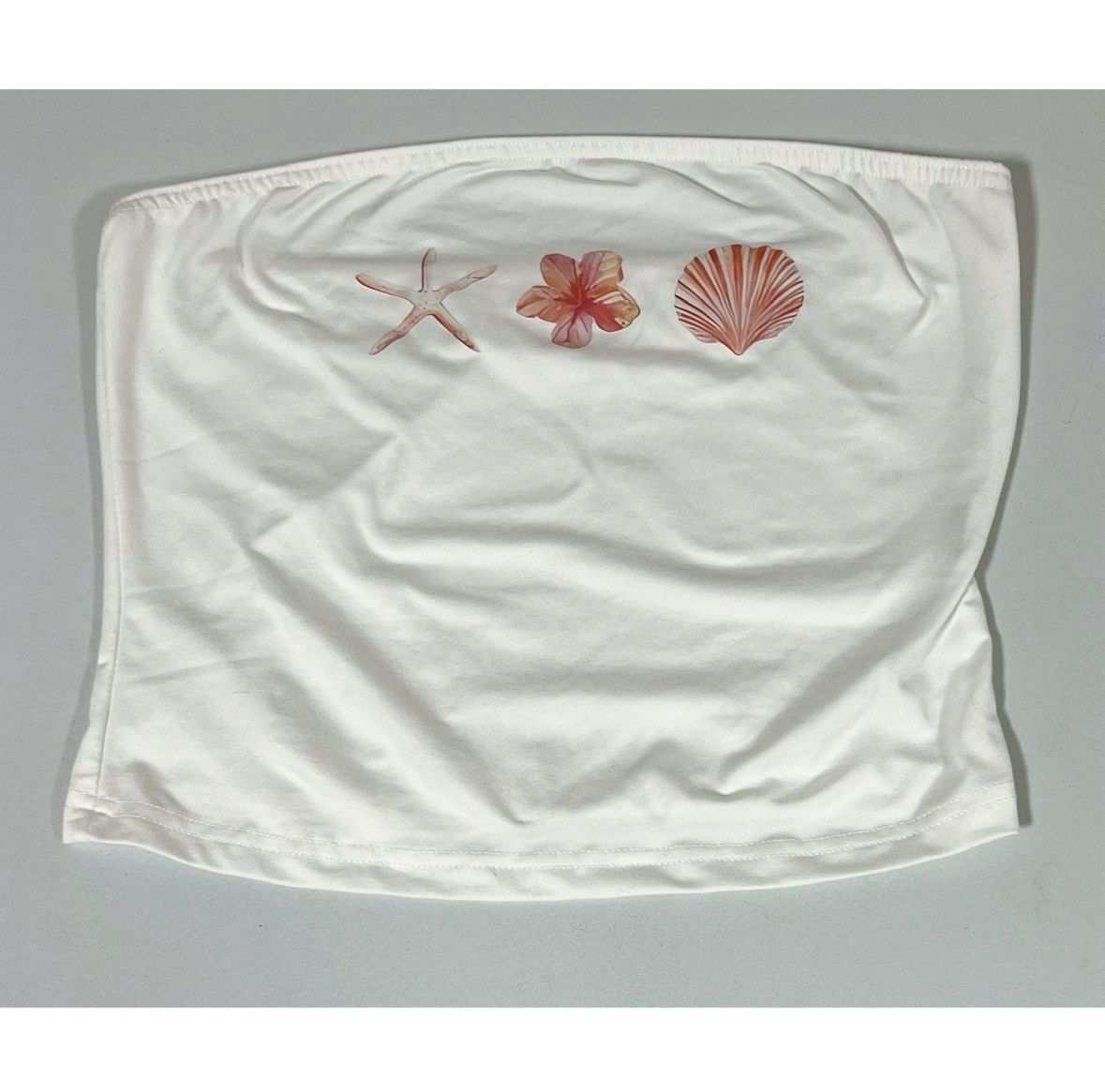 Japanese Brand Starfish Hibiscus Flower Seashell Tube Top Shirt Size S 🐚✨ Size S / US 4 / IT 40 - 1 Thumbnail