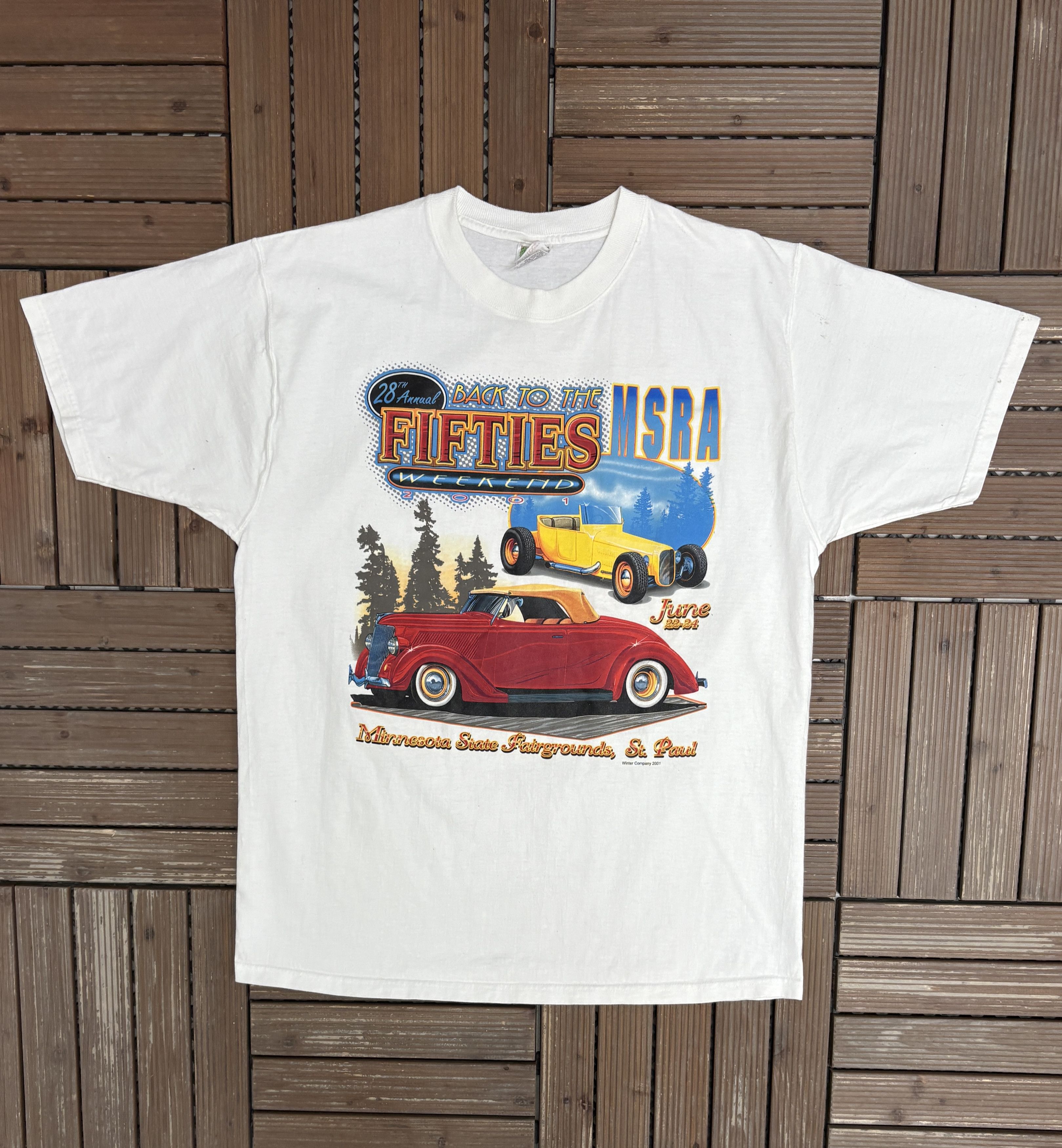 Vintage Back To The Fifties Weekend 2001 Vintage White T-Shirt Tee Size US XL / EU 56 / 4 - 1 Thumbnail