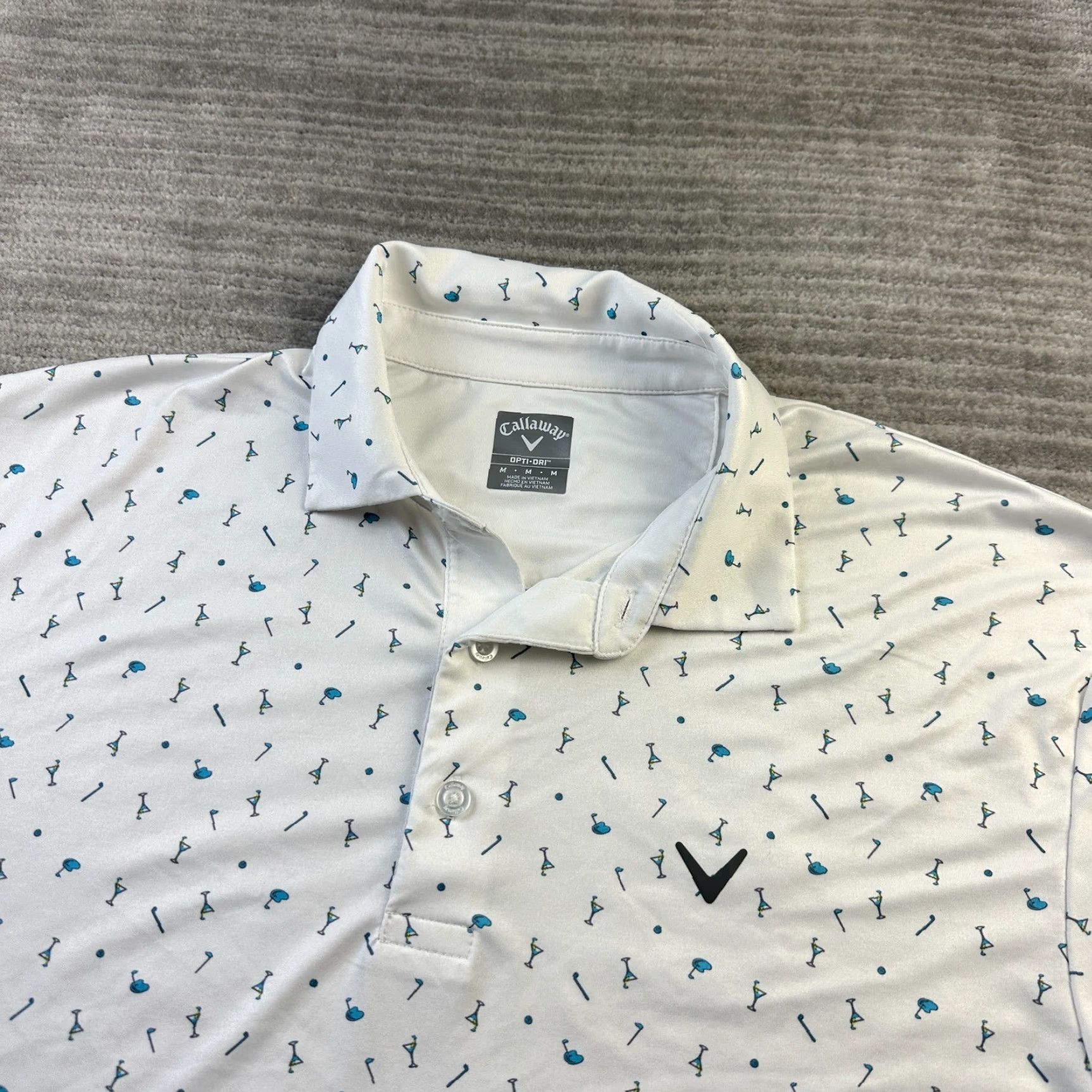 Callaway Callaway Polo Shirt Mens Medium White All Over Print Golf Performance Size US M / EU 48-50 / 2 - 2 Thumbnail