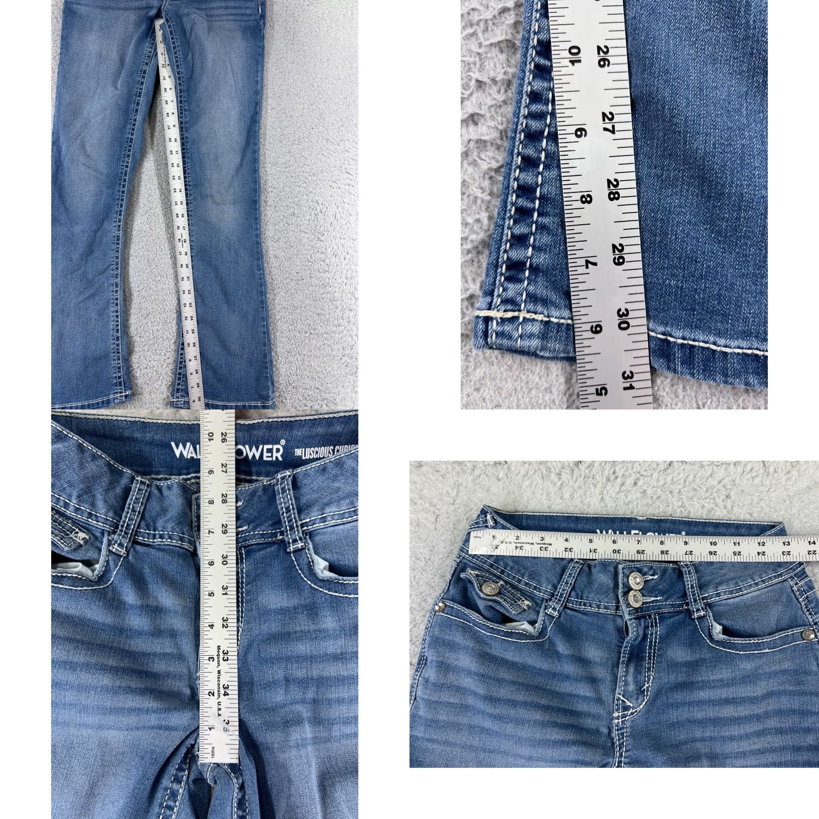 Vintage VINTAGE Wallflower Jeans Women's Denim Pants 5 Blue Low Rise Bootcut Stretch Cotton 24x31 Size 27" / US 4 / IT 40 - 8 Thumbnail