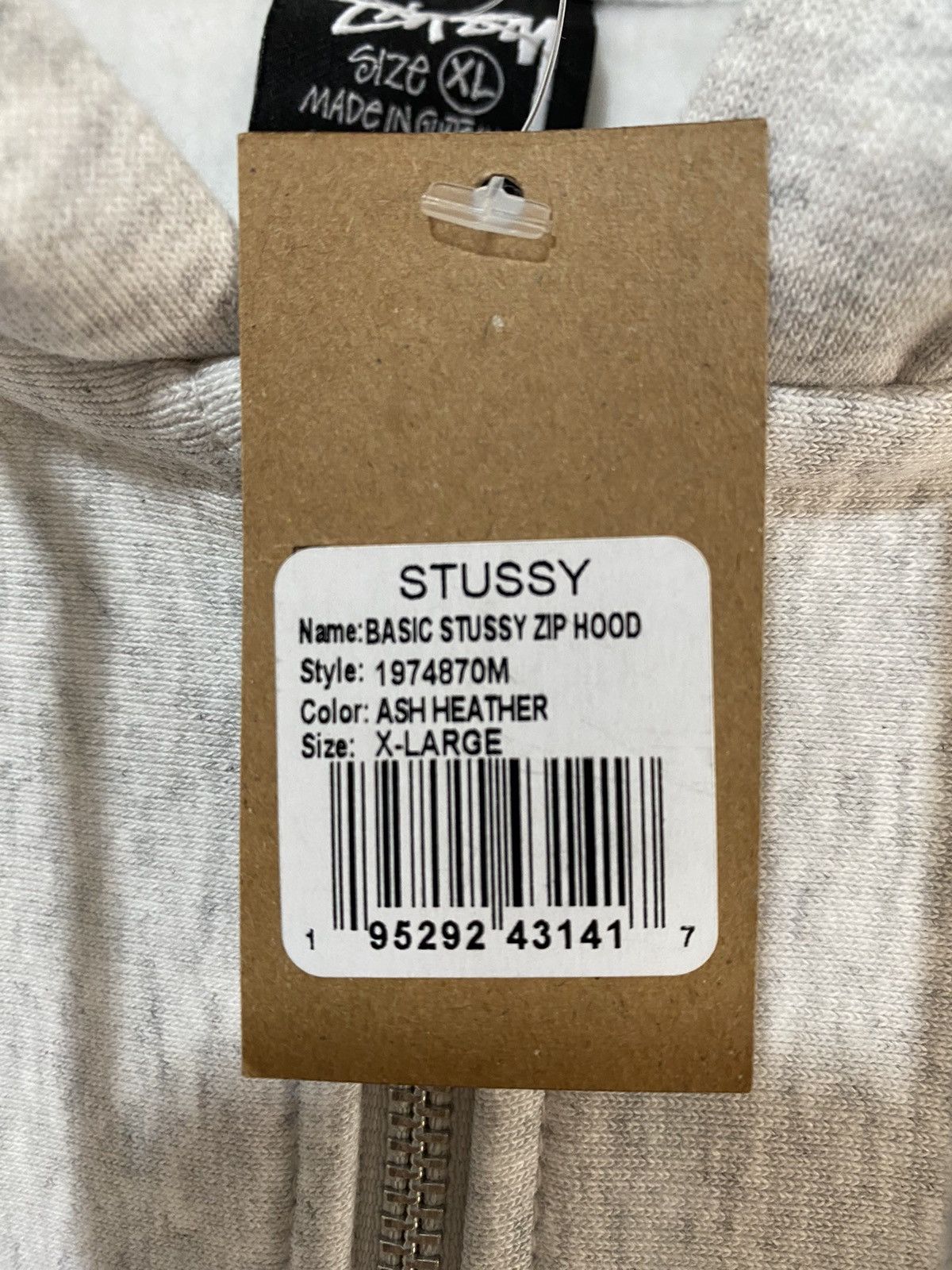 Stussy Gray Basic Logo sweatshirt with front-back print, new Size US XL / EU 56 / 4 - 6 Thumbnail