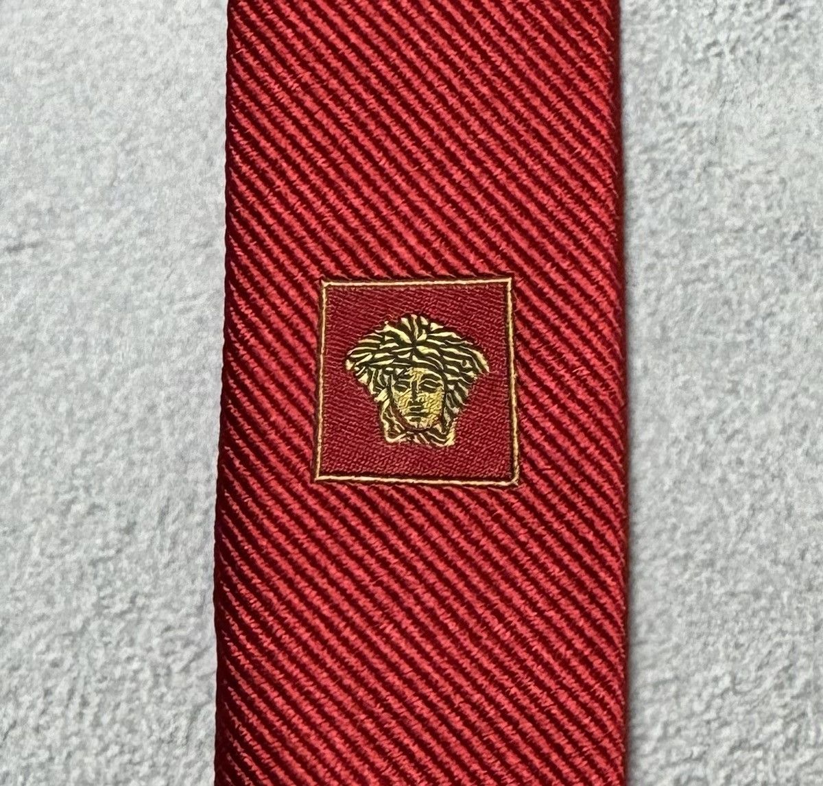 Versace Versace 100% Silk Cravatte Tie Red Small Logo Size ONE SIZE - 6 Thumbnail