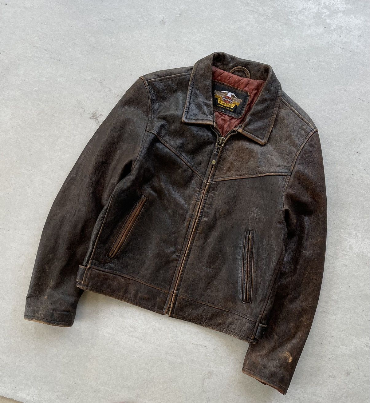 Harley Davidson 🔥Vintage 90's Harley Davidson Genuine Leather Moto Jacket Size US M / EU 48-50 / 2 - 10 Thumbnail