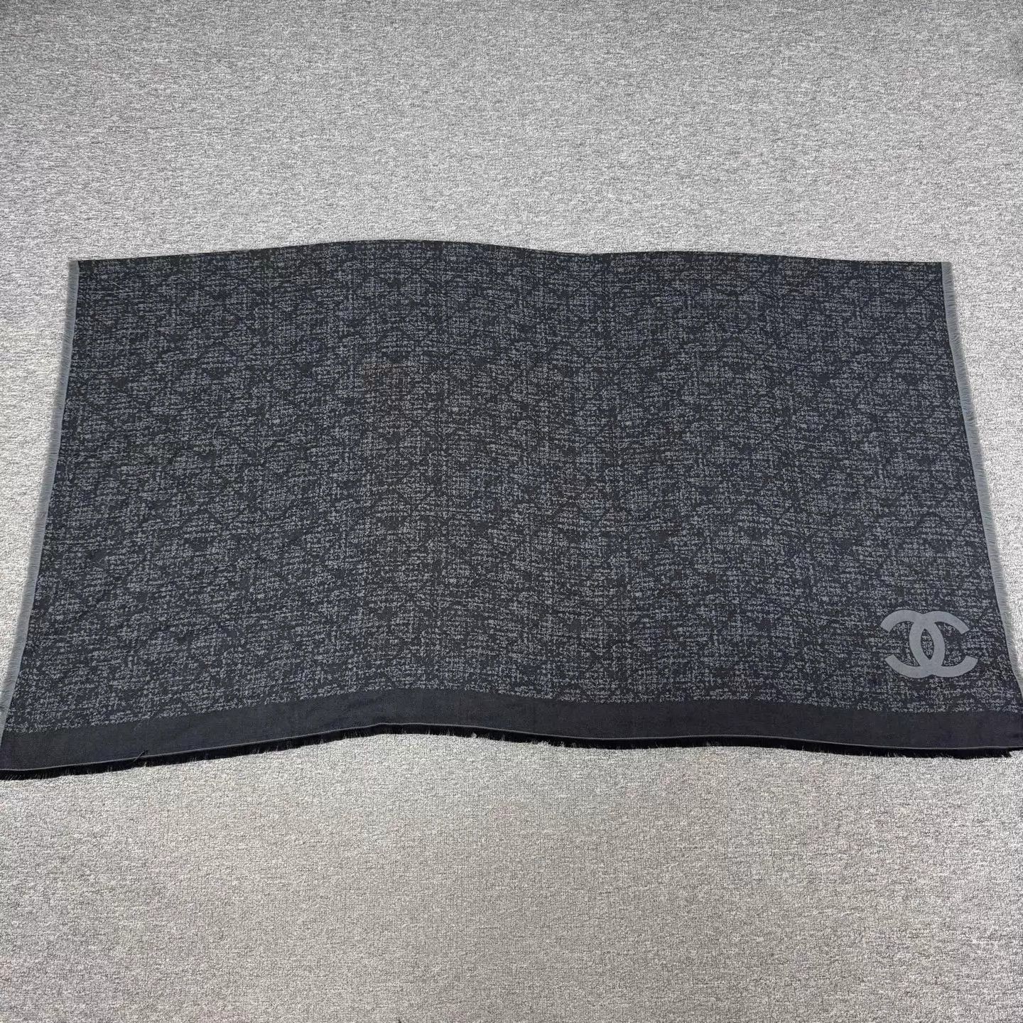 Chanel Chanel Dark Gray Quilted Double C Wool Scarf Wrap Mint Size ONE SIZE - 1 Thumbnail