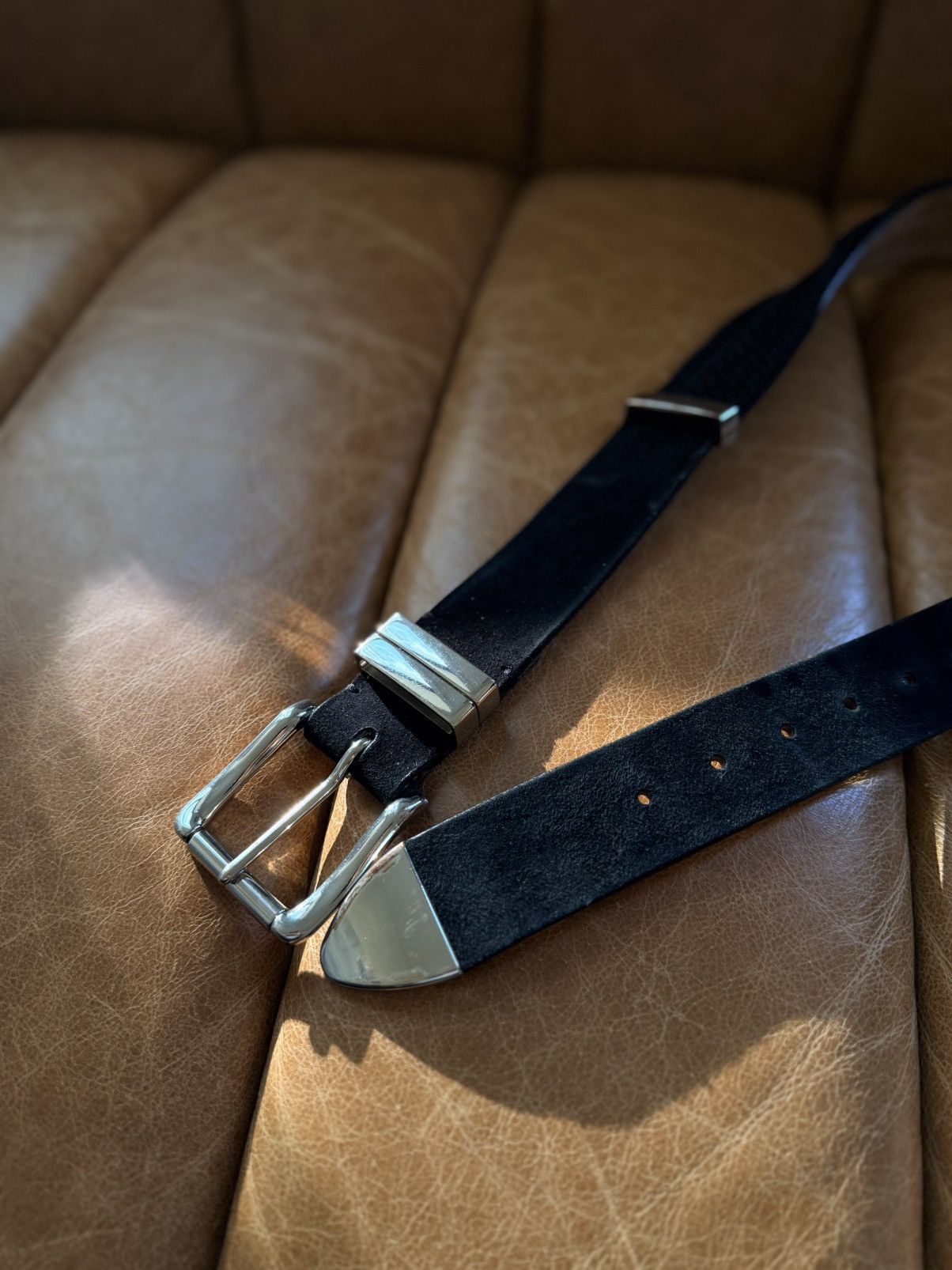 Balmain × H&M FW15 Black Silver Tip Belt Size 32 - 1 Thumbnail