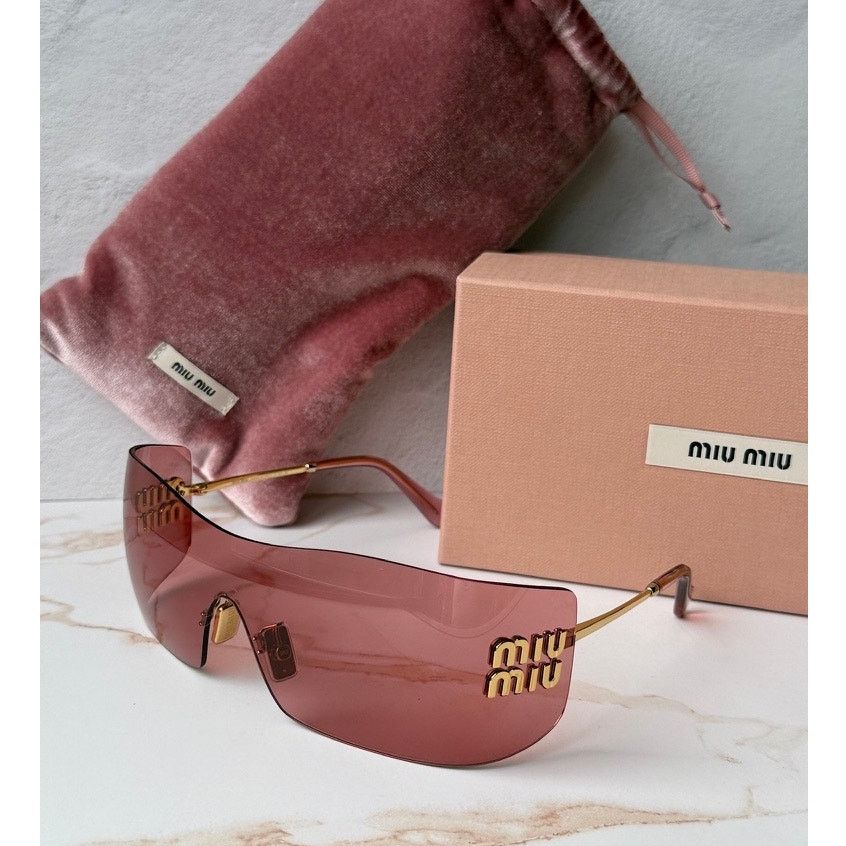 Miu Miu NEW Miu Miu MU B53 Mask Sunglasses in Gold Red $632 Size ONE SIZE - 1 Thumbnail
