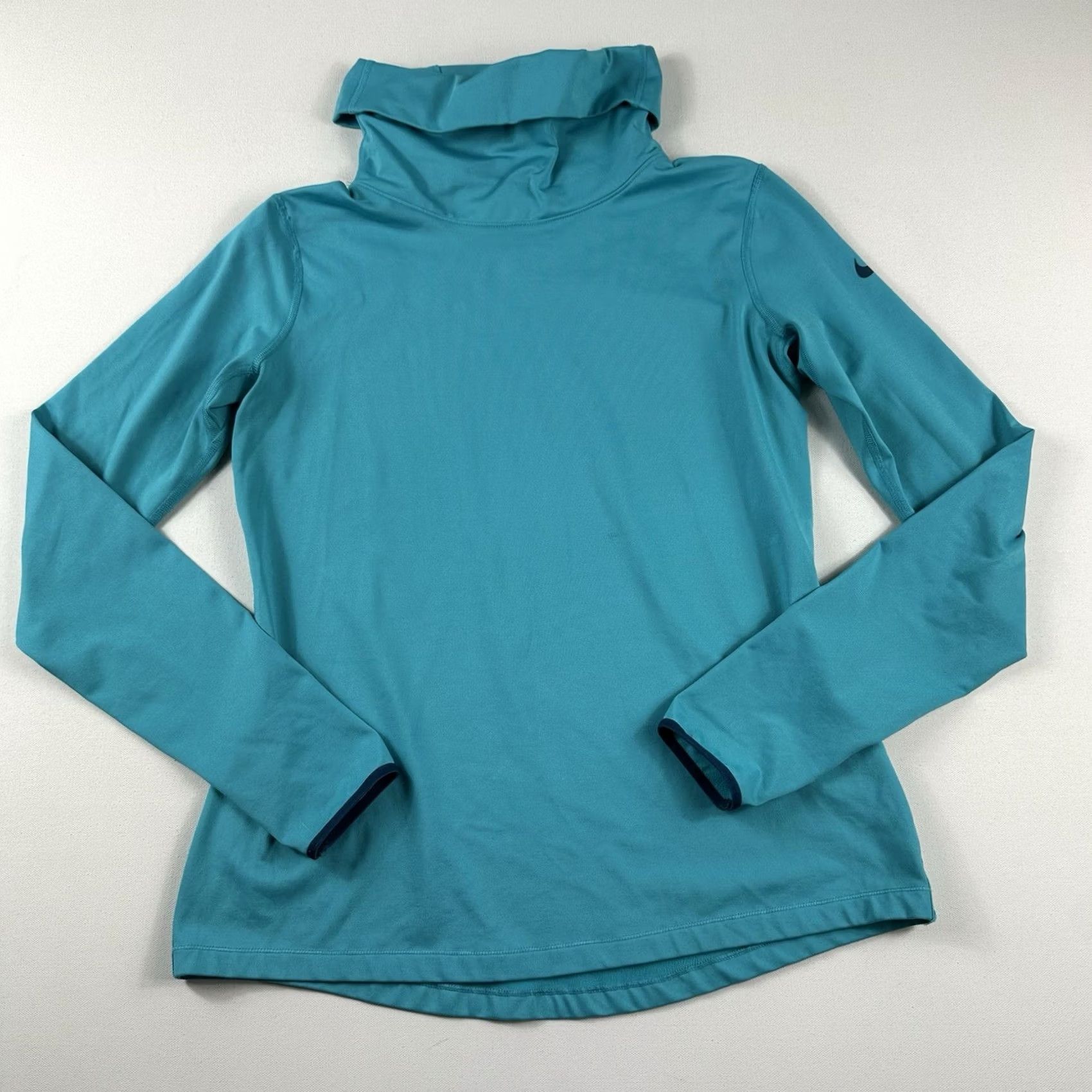 Nike Nike Pro Hyperwarm Infinity Shirt Long Sleeve Top Thermal Teal Blue 620415 Womens L Blue Thermal Shirt Top Nike Pro Hyperwarm Infinity Shirt Size L / US 10 / IT 46 - 2 Thumbnail