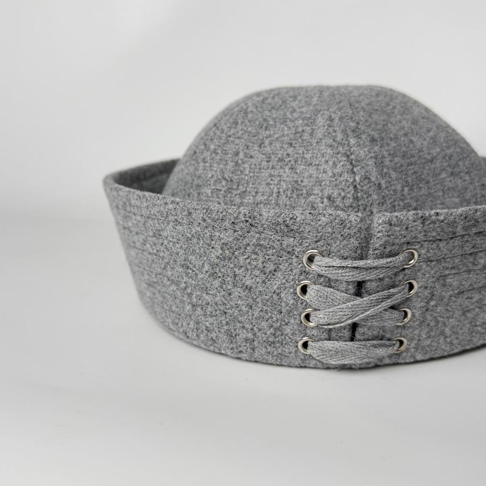 Japanese Brand Grey Wool Eyelet Beret Sailor Hat Y2K French Girl Size ONE SIZE - 7 Thumbnail