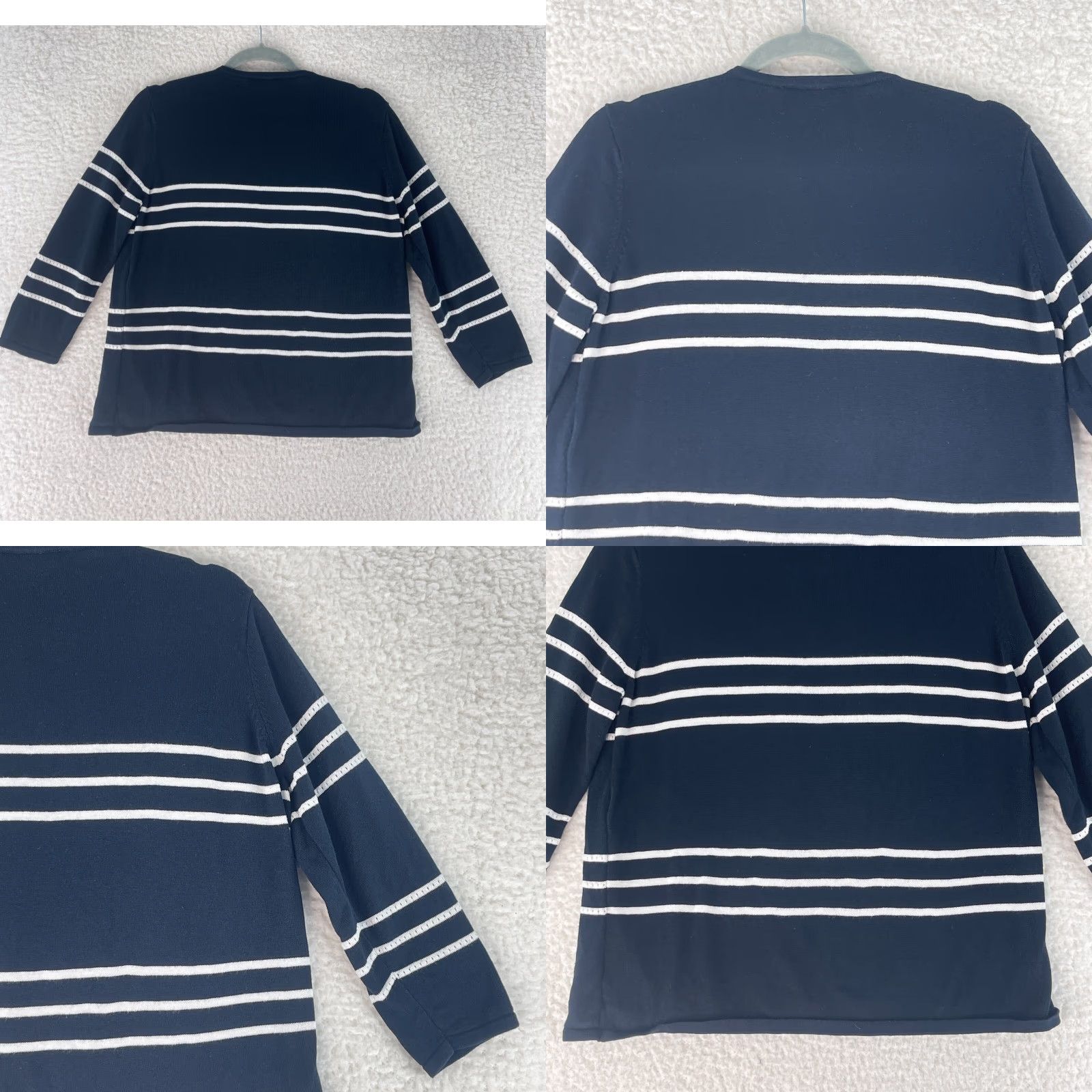Vintage Norton McNaughton Petites Black Striped Sweater Womens 3/4 Sleeve Size PL Pullover Knit Cardigan? Size L / US 10 / IT 46 - 10 Thumbnail