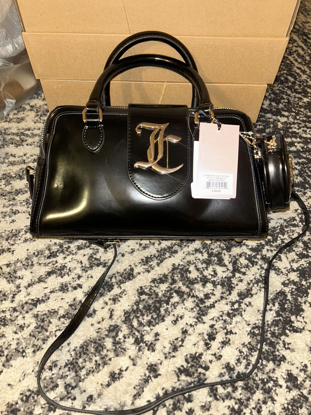Juicy Couture Juicy Couture Overstated Juicy Satchel Liquorice Size ONE SIZE - 5 Thumbnail
