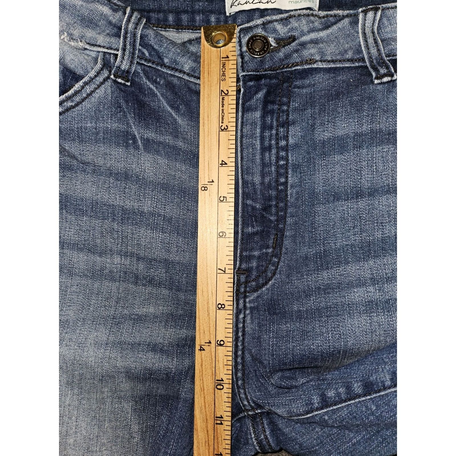 Vintage Kancan Jeans Women's 31 Straight Blue Denim Distressed Stretch Preppy Casual Jeans Size 24" / US 00 / IT 34 - 5 Thumbnail