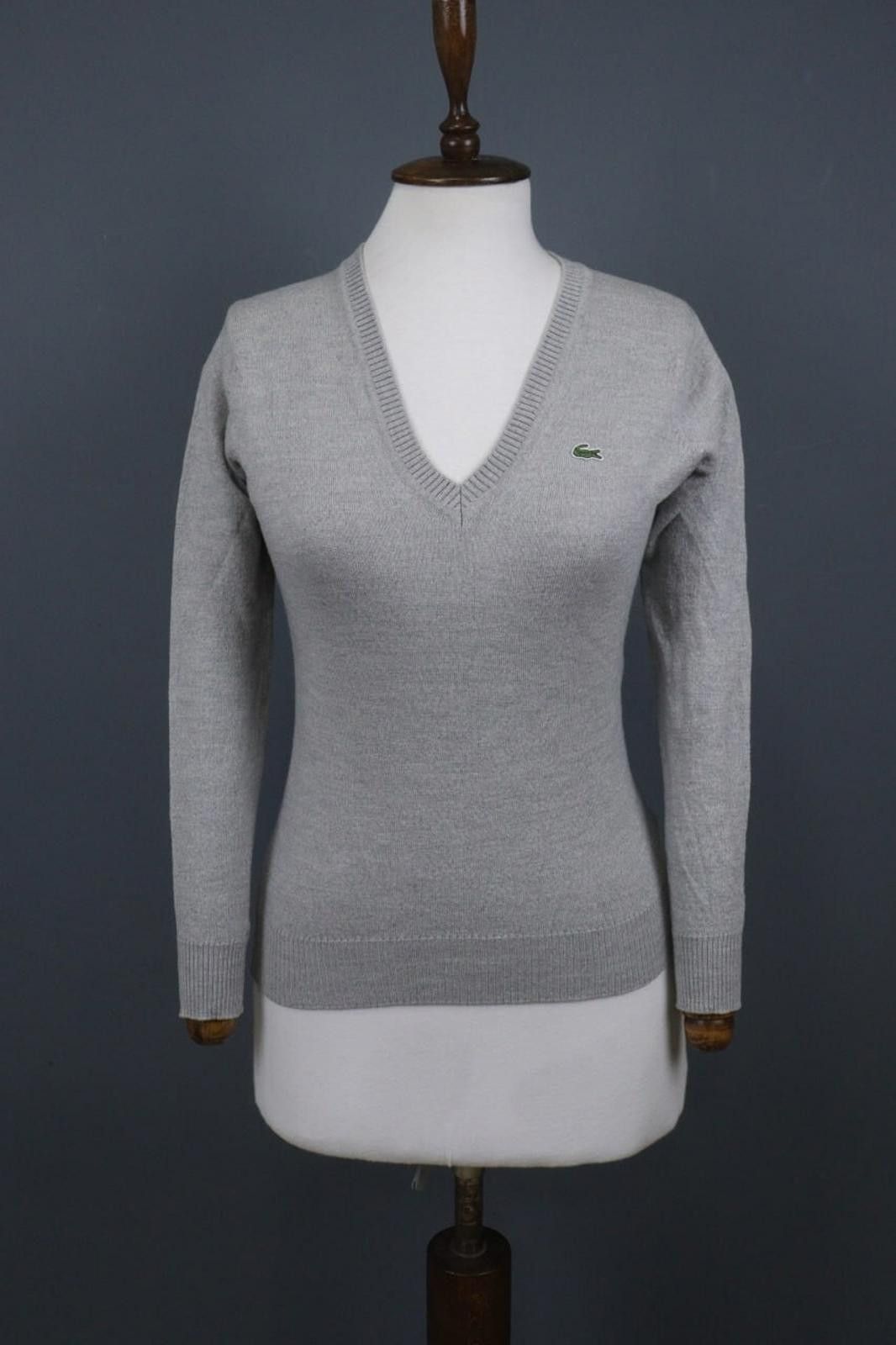 Lacoste Lacoste Gray Wool Long Sleeve V-Neck Knit Sweater Size 36 Size M / US 6-8 / IT 42-44 - 1 Thumbnail