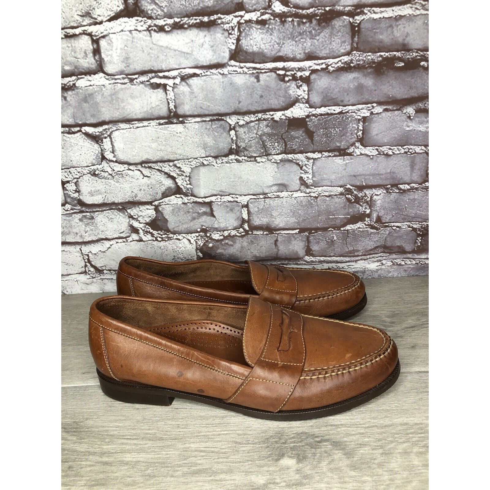 Cole Haan Cole Haan Brown Leather Slip On Penny Loafers Dress Shoes Me Size US 13 / EU 46 - 3 Thumbnail