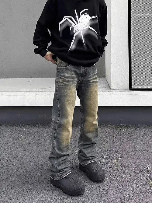 Japanese Brand × Jean Vintage washed yellow mud slightly flared jeans Size US 32 / EU 48 - 1 Thumbnail