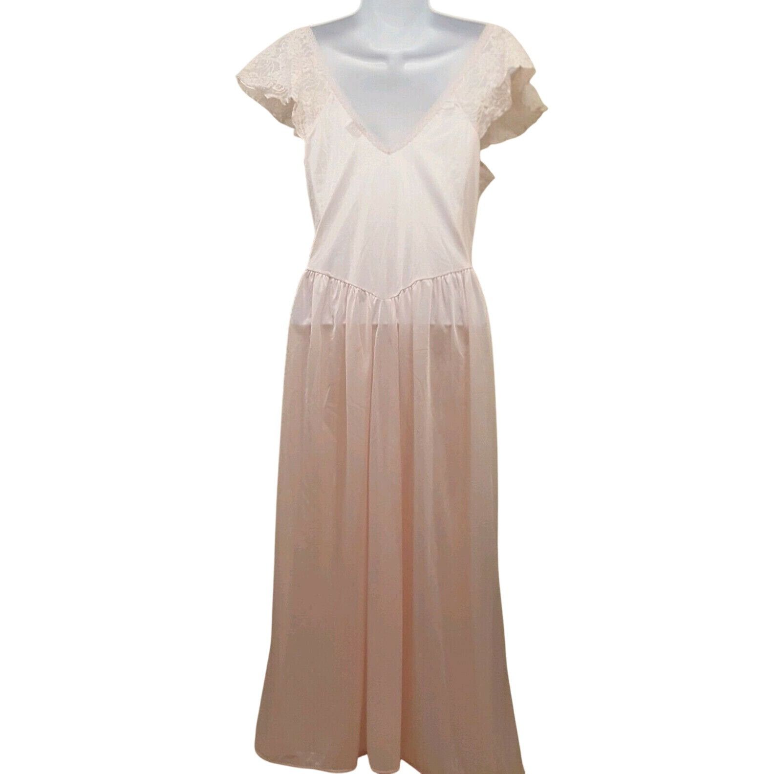 Other Cliche S Nightgown Lingerie USA Vintage Lace Sheer V Neck Ca Size ONE SIZE - 5 Thumbnail
