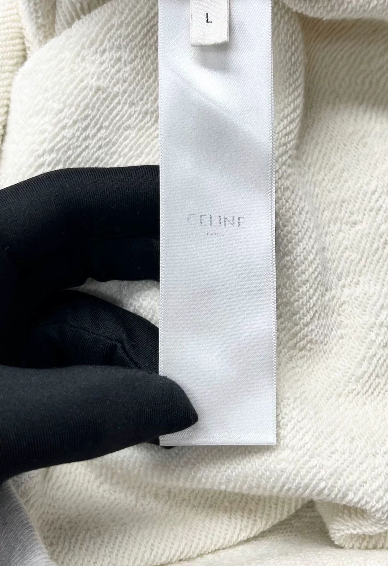 Celine Celine Light Gray Script Logo Cropped Sweatshirt Size US S / EU 44-46 / 1 - 3 Thumbnail