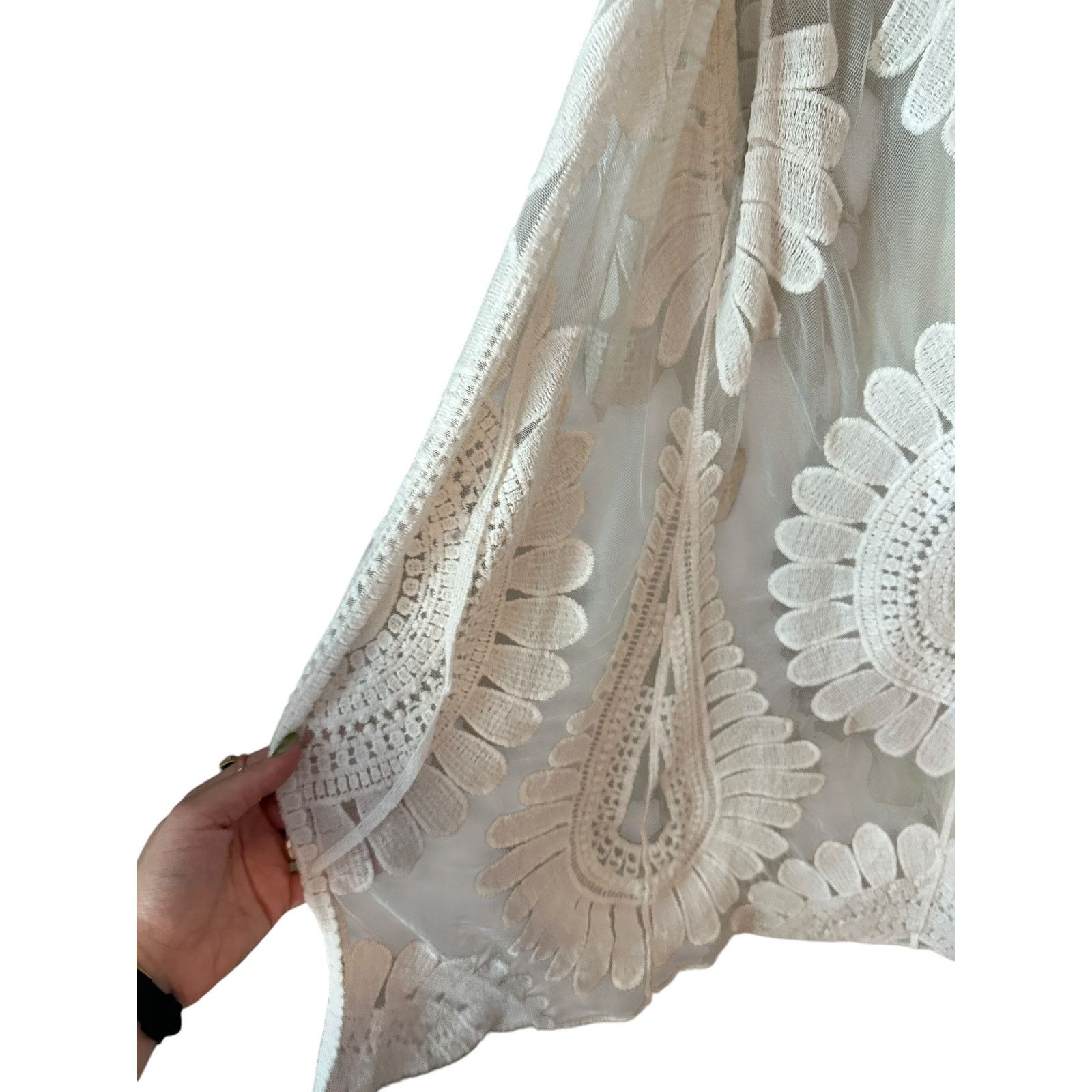 Other White Floral Long Sleeve Swimsuit Cover Up Long Kimono Size ONE SIZE - 7 Thumbnail