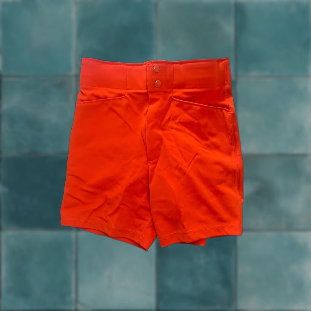 Russell Athletic VINTAGE Russell Athletic Coaches Shorts Mens S Orange Nylon 80s 14.5” waist 6” inseam NWOT Burnt USA Made Size US 29 - 1 Thumbnail