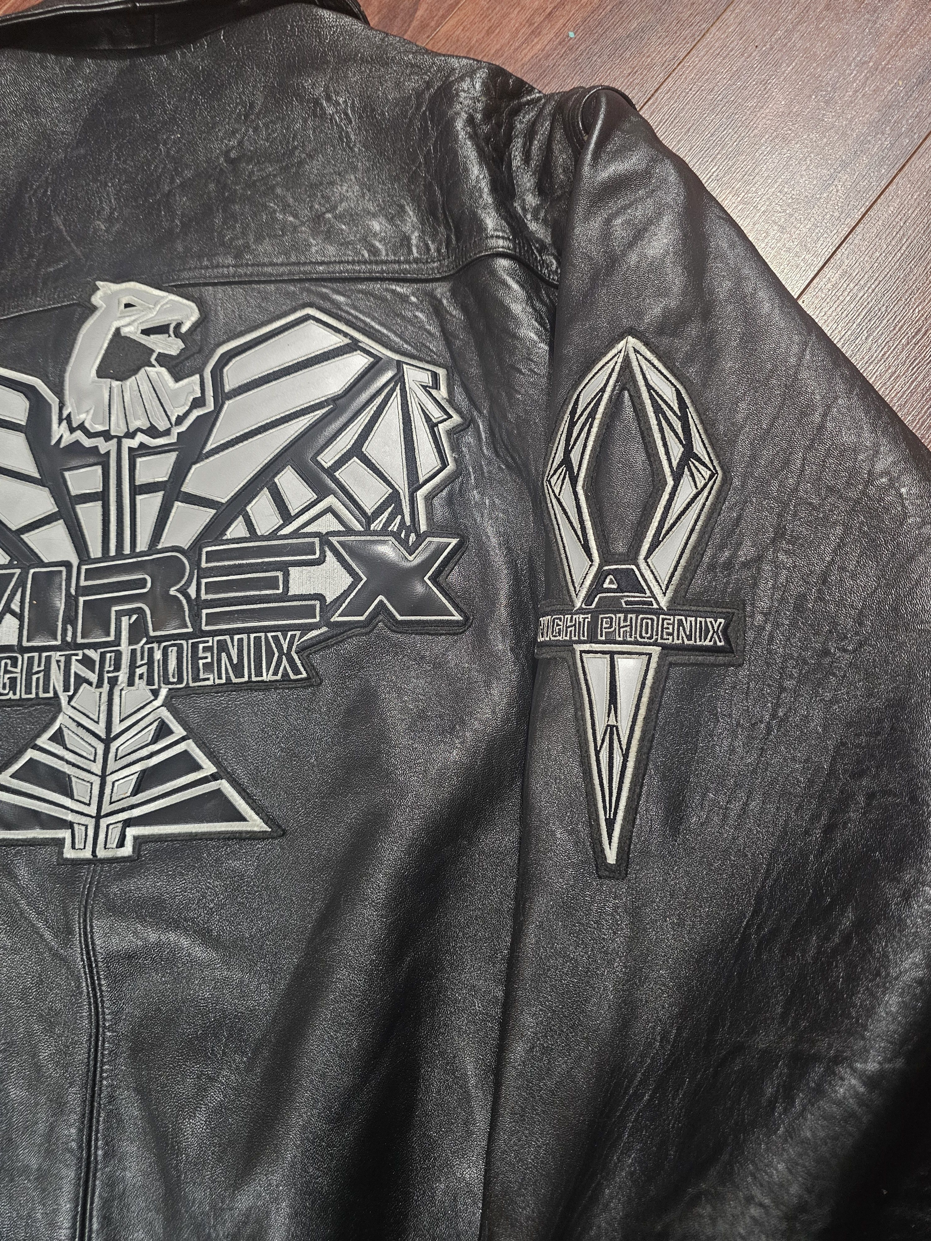 Avirex Vtg Avirex Men's Black Leather Night Phoenix Bomber Sz 4XL Size US XXL / EU 58 / 5 - 4 Thumbnail