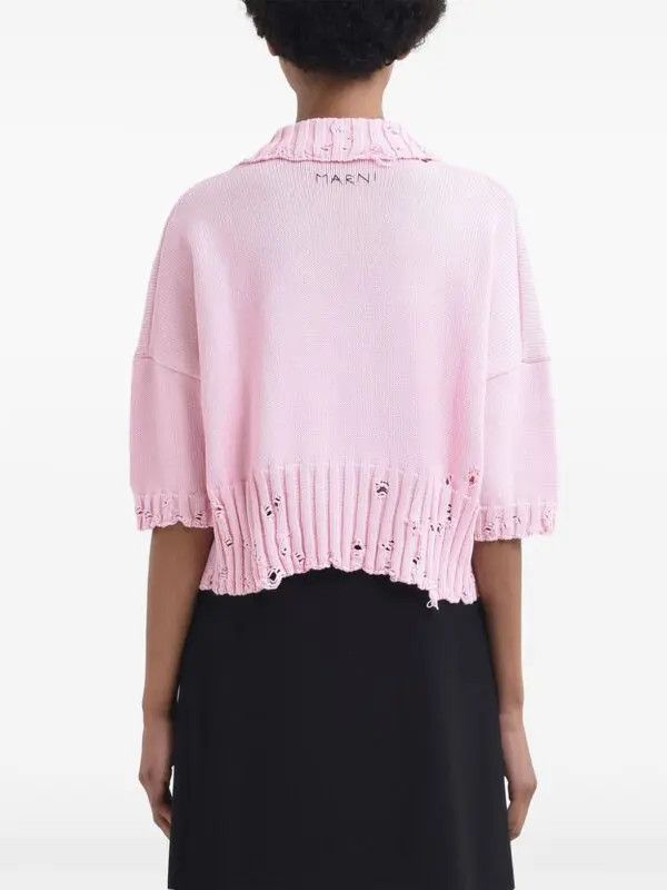 Marni o1w1db10426 Knitted Polo Top in Pink Size S / US 4 / IT 40 - 3 Thumbnail