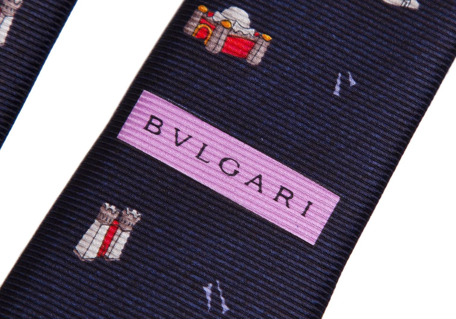 Bvlgari Silk Architectural Print Tie in Navy Blue Size ONE SIZE - 6 Thumbnail