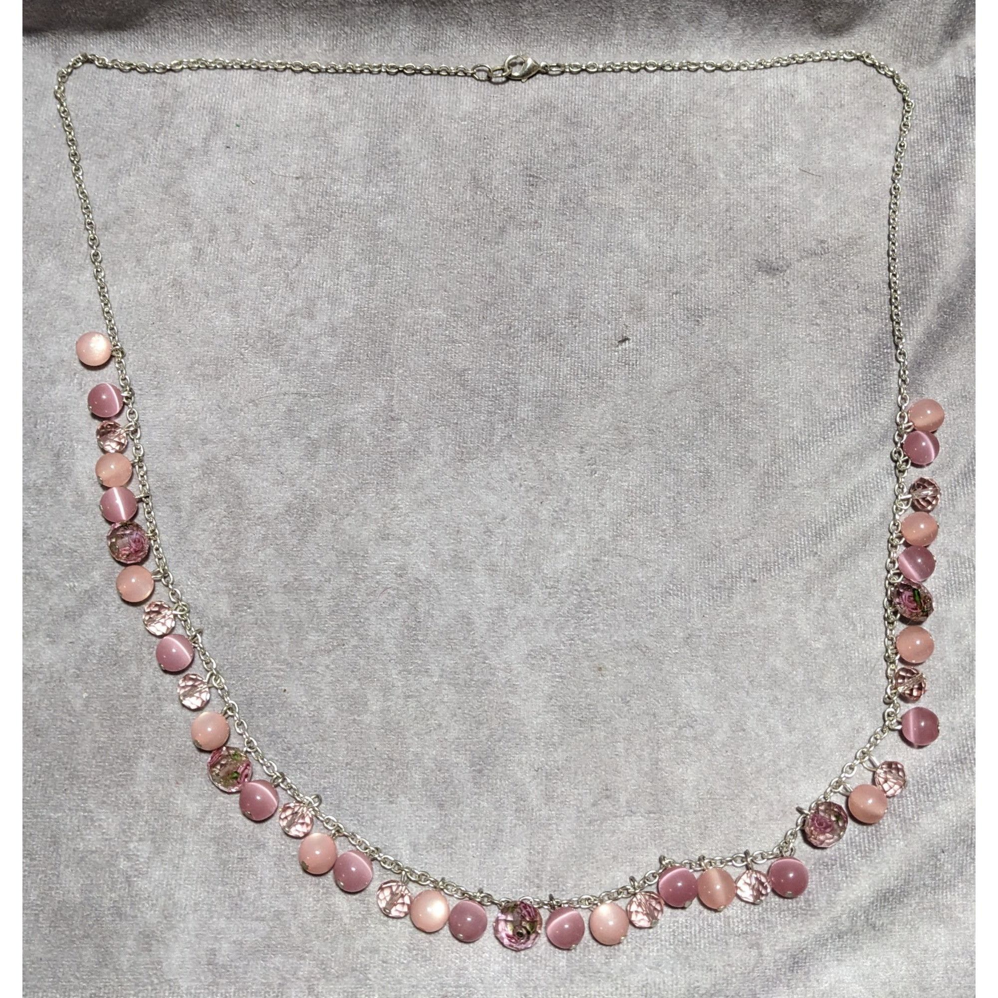 Other Pink & Silver Beaded Fringe Neckalce Size ONE SIZE - 14 Thumbnail