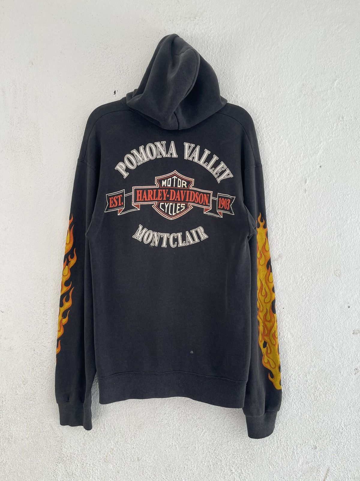 Harley Davidson Vintage 1992 Harley Davidson Flame Pomona Valley Hoodie Size US M / EU 48-50 / 2 - 2 Thumbnail