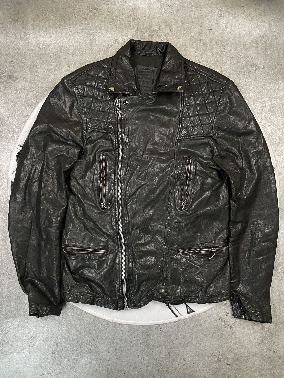 image of Allsaints Leather Jacket in Black, Men's (Size XS)