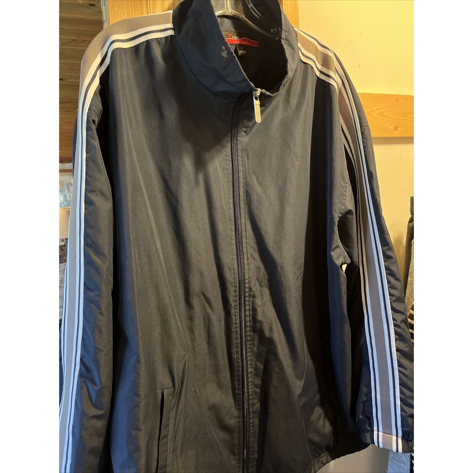 Tek Gear Tek Gear Men’s L Navy LS Zip up Mesh Nylon Poly Track Jacket Size US L / EU 52-54 / 3 - 2 Thumbnail