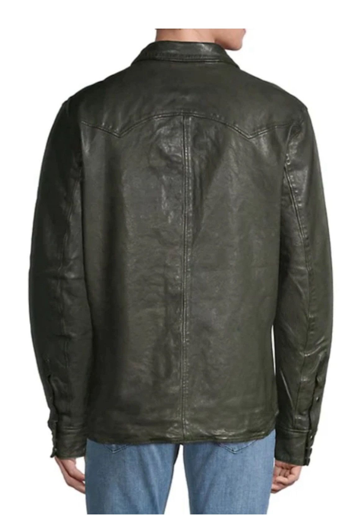 Ralph Lauren Washed Olive Green Leather Shirt Jacket SMALL Size US S / EU 44-46 / 1 - 20 Thumbnail