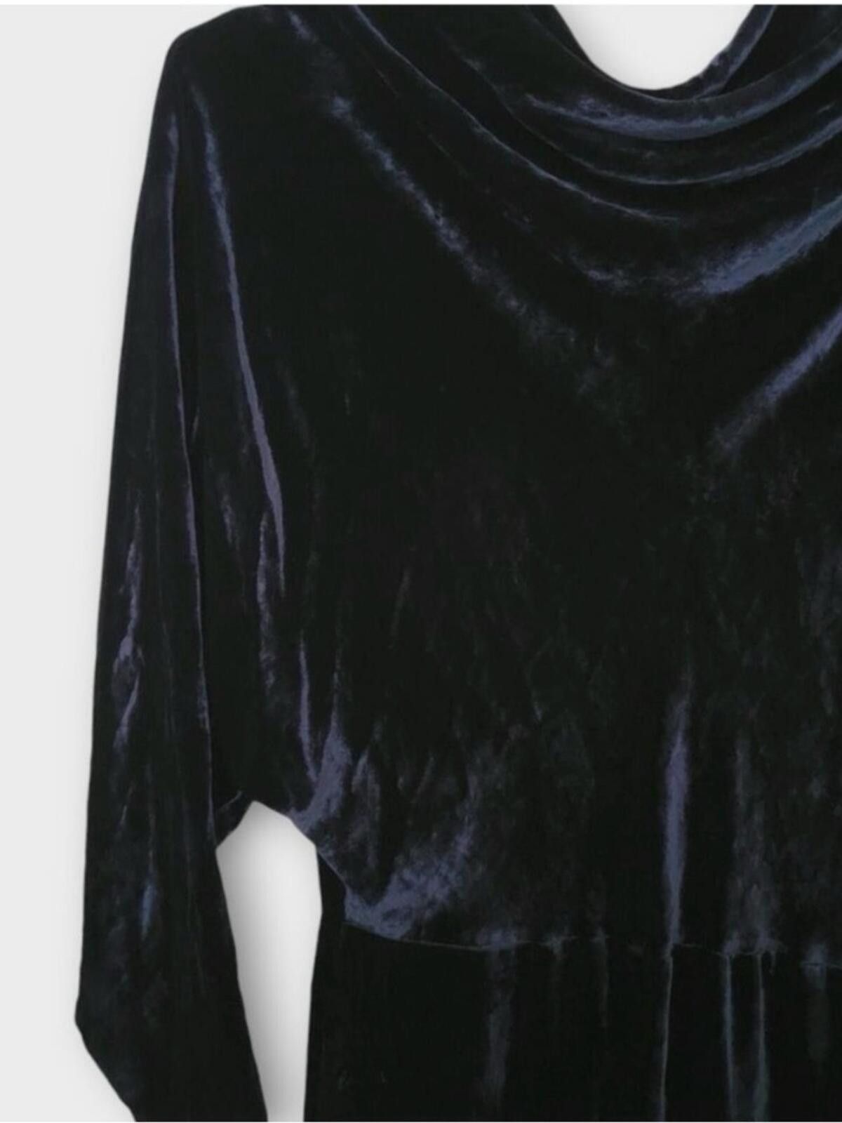 Alchemist A.L.C. Black/Blue Velvet Dress Size L / US 10 / IT 46 - 4 Thumbnail