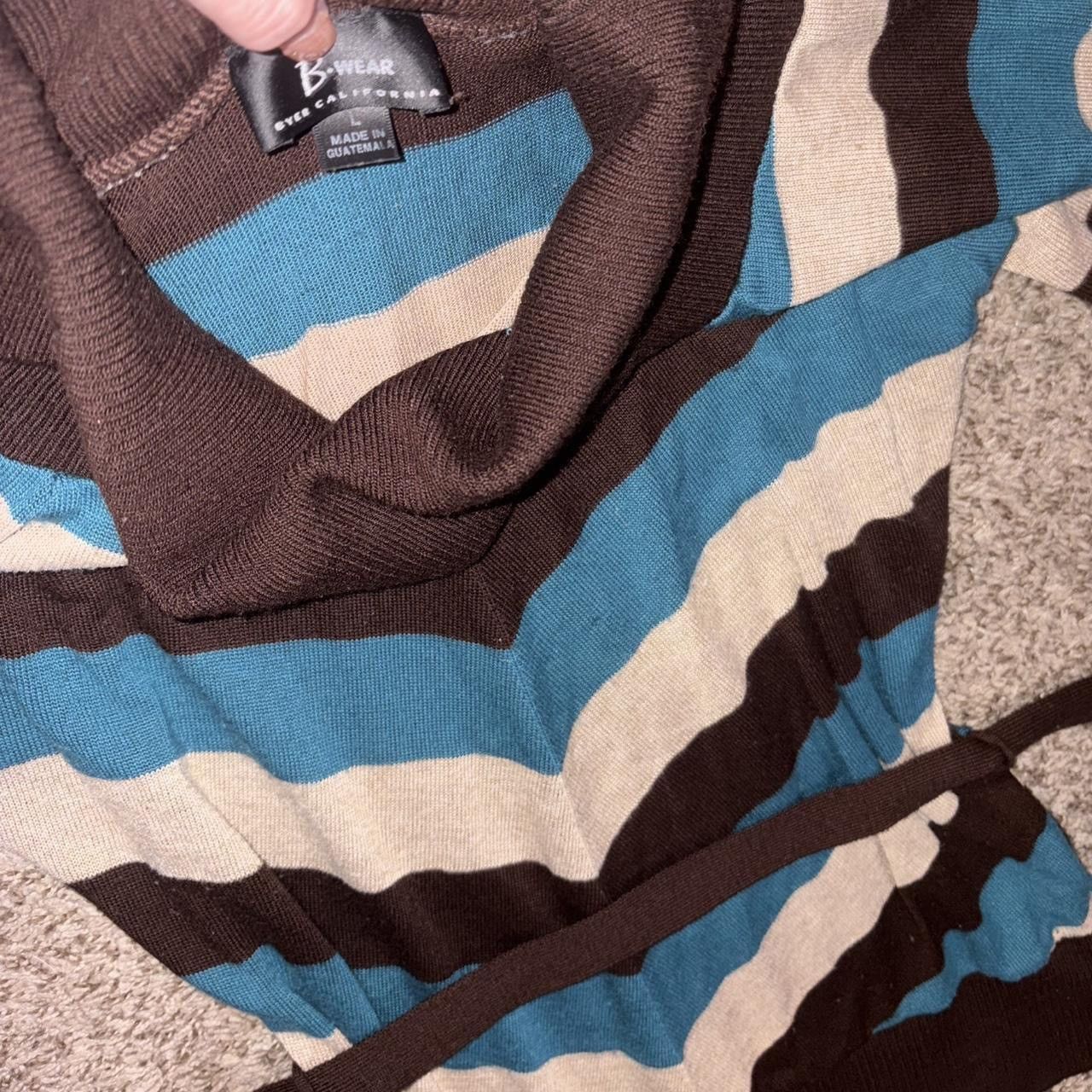 Other Y2K brown and blue striped sweater babydoll top with belt Size L / US 10 / IT 46 - 3 Thumbnail