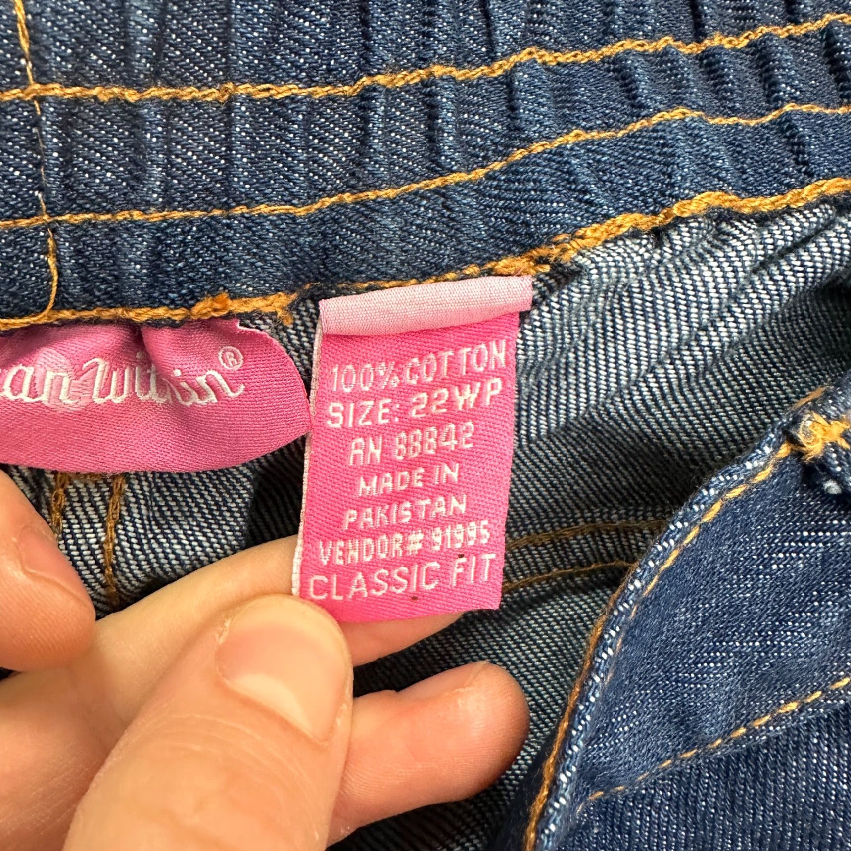 Vintage Woman Within Jeans Womens 22W Plus Size Denim Straight 36x28 Blue High Rise 5-Pocket Size 40" / US 18 - 7 Thumbnail