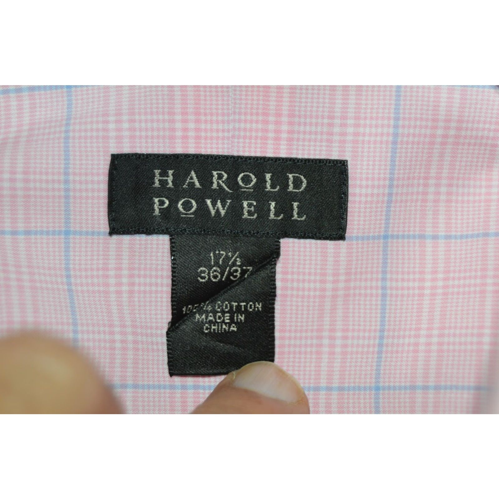 Pinko Harold Powell Dress Shirt Men Pink Plaid 17 1/2 36-37 100% Cotton Regular Long Sleeve Button Closure Barrel Cuff N/A Size 48R - 4 Thumbnail