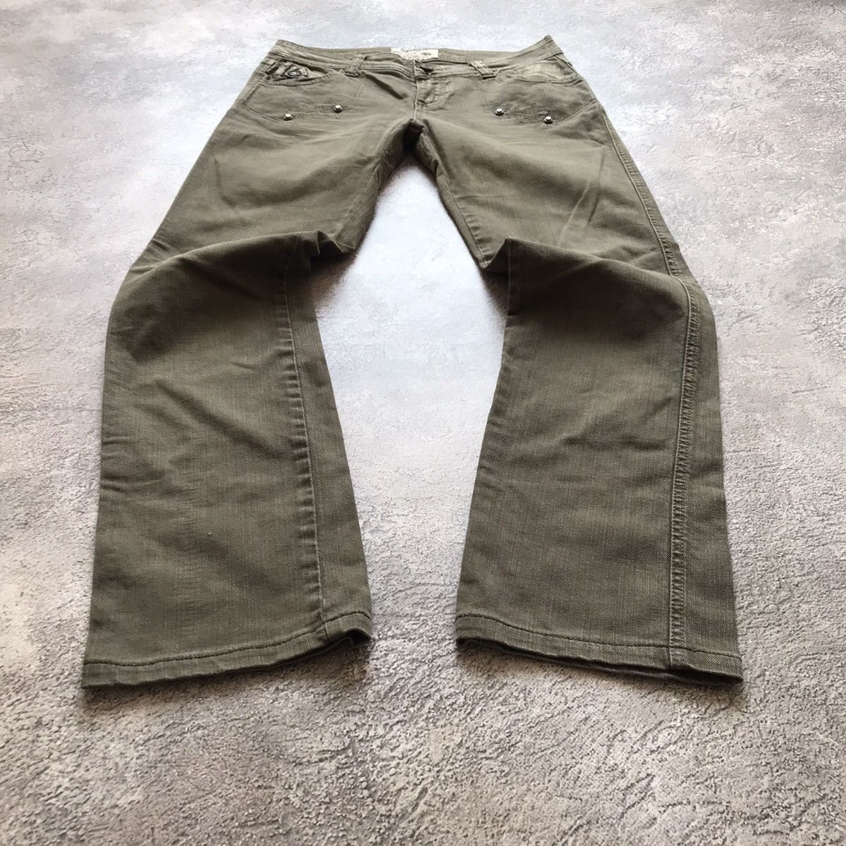 Vintage Vintage 90s Distressed Flared Jeans Low Rise Grunge Y2K 28 Size 28" / US 6 / IT 42 - 1 Thumbnail