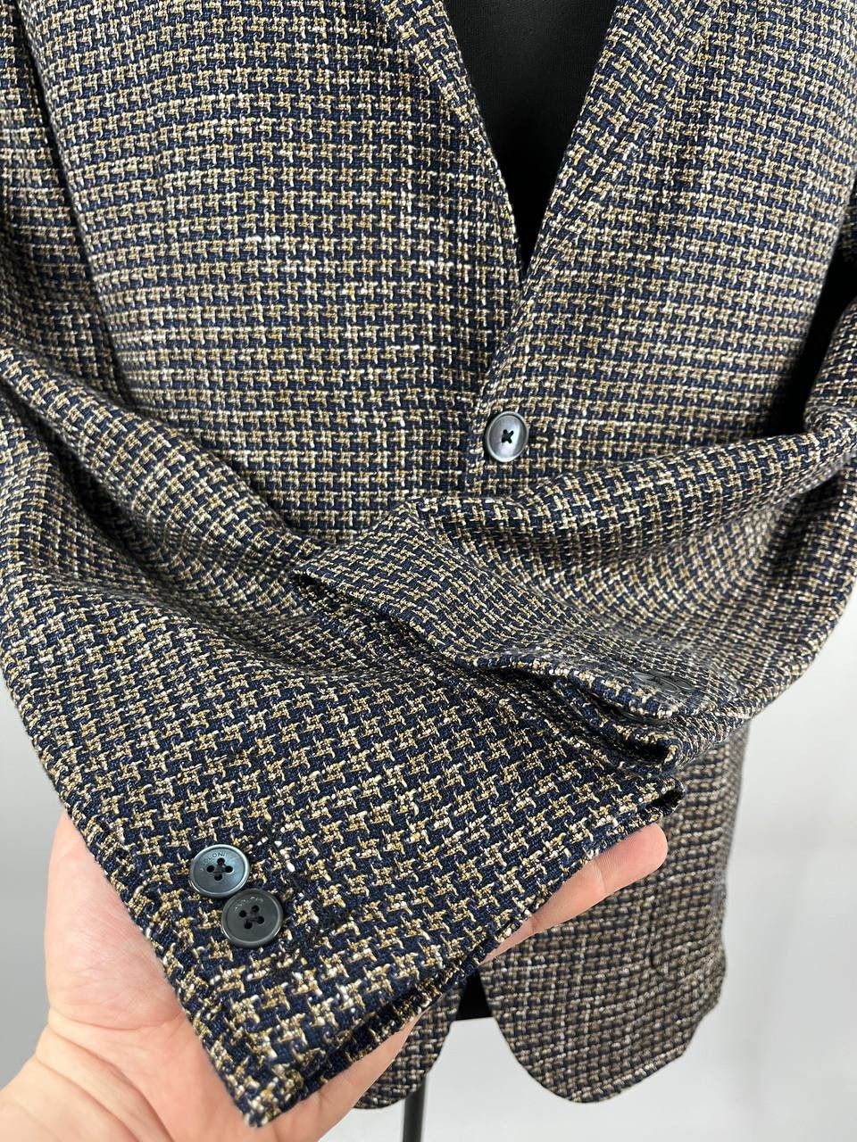 Paoloni Paoloni Italy Men's Cotton Linen Houndstooth Blazer Size 54 Size US XL / EU 56 / 4 - 6 Thumbnail