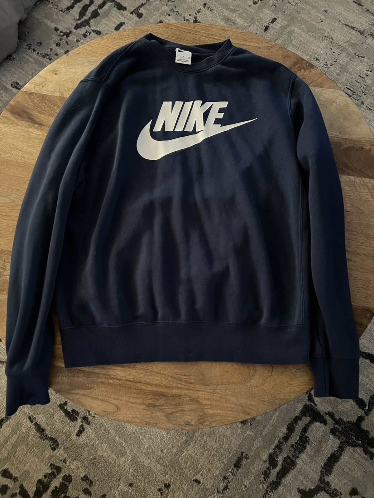 Nike Navy blue Nike crewneck sweatshirt with white swoosh Size US S / EU 44-46 / 1 - 1 Thumbnail
