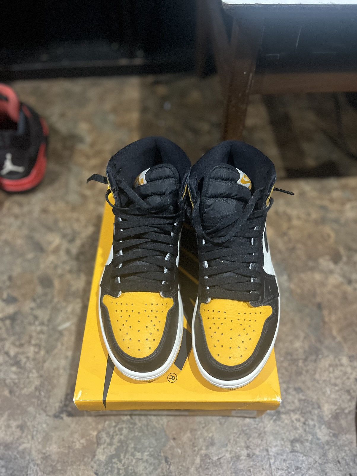 image of Jordan Brand 1 High Taxis Shoes in Yellow, Men's (Size 8)